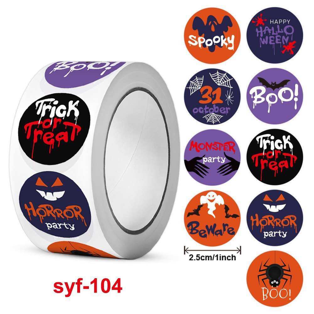 Cuộn sticker 500h dán mẫu Halloween, Noel độc đáo