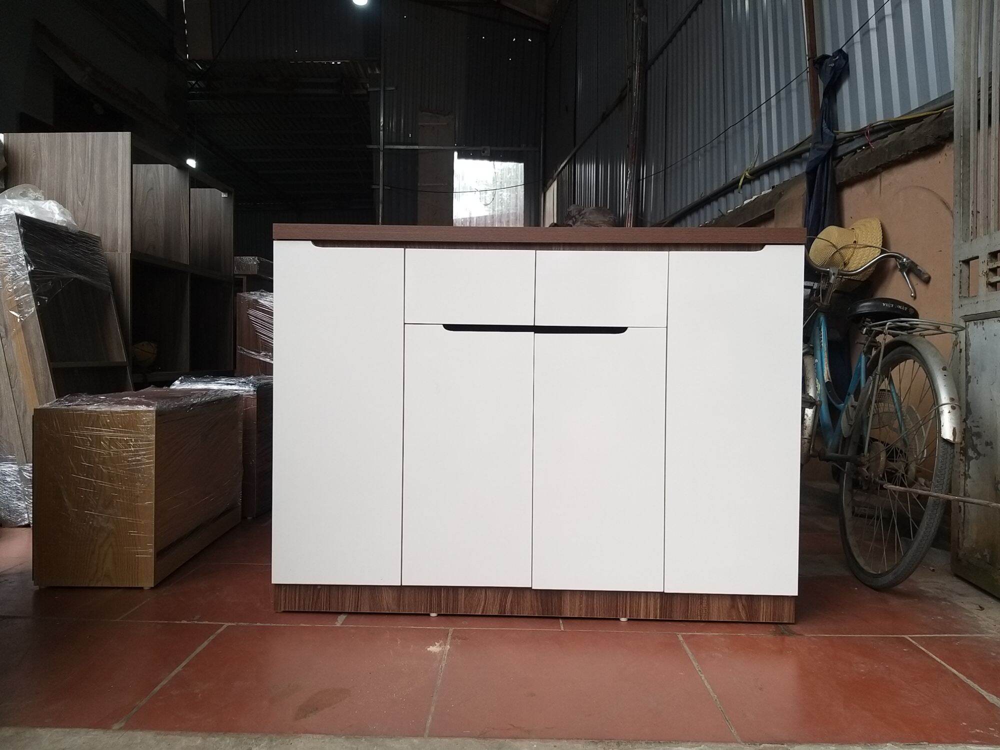 Tủ giày 120x90x32 4 cánh 2 ngăn kéo