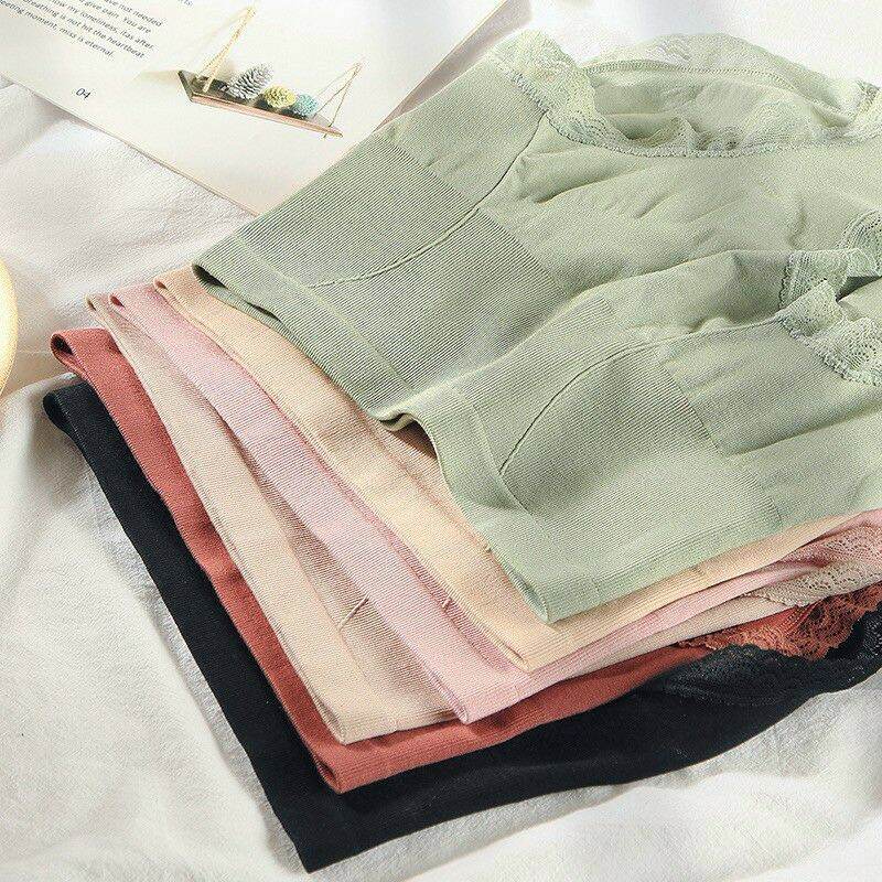 Bộ 10 quần cotton cạp cao viền ren cao cấp, quần lót gen bụng giảm mỡ