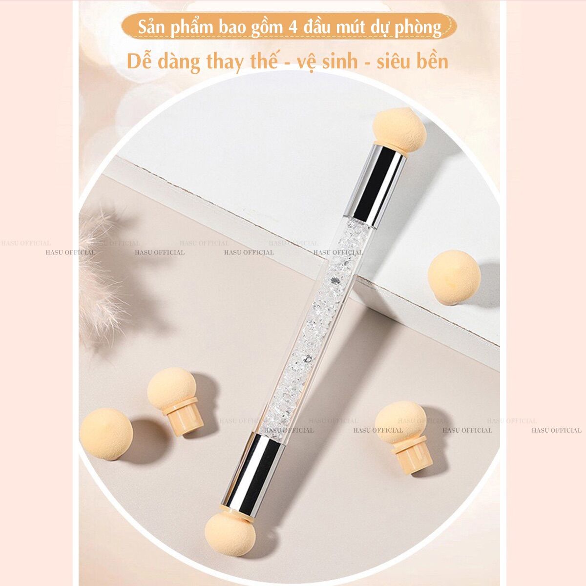 Bộ mút dặm ombre 2 đầu cán đá