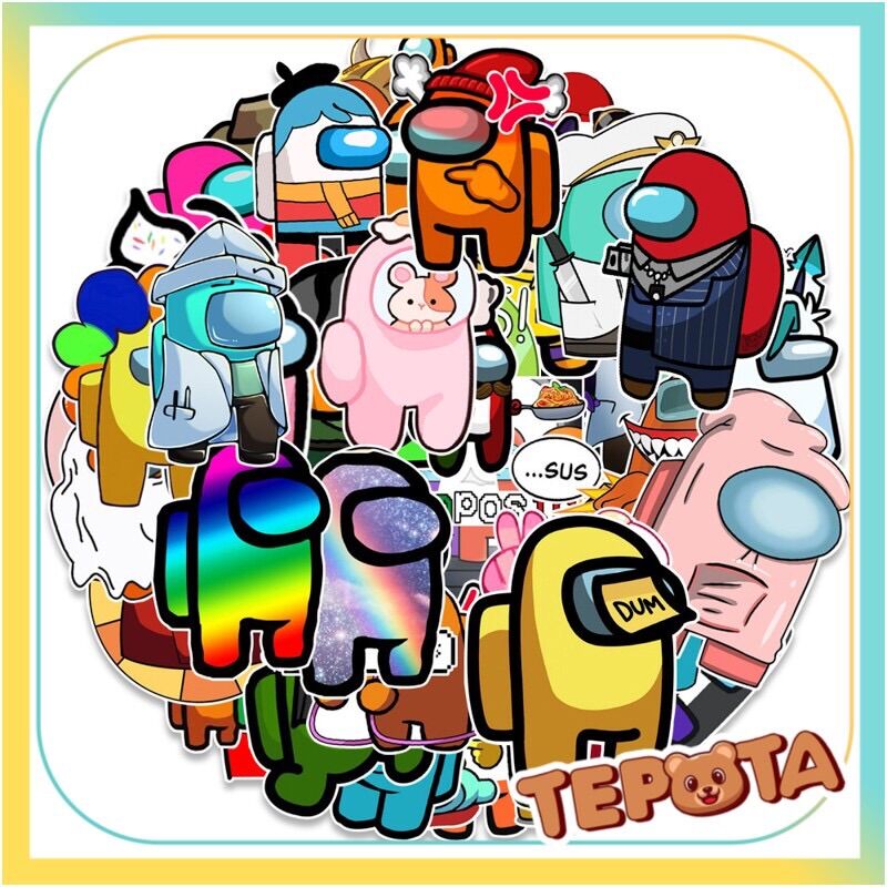 Among us sticker set 50 miếng dán graffiti trang trí thủ công không thấm nước dán mũ bảo hiểm, xe, laptop st02