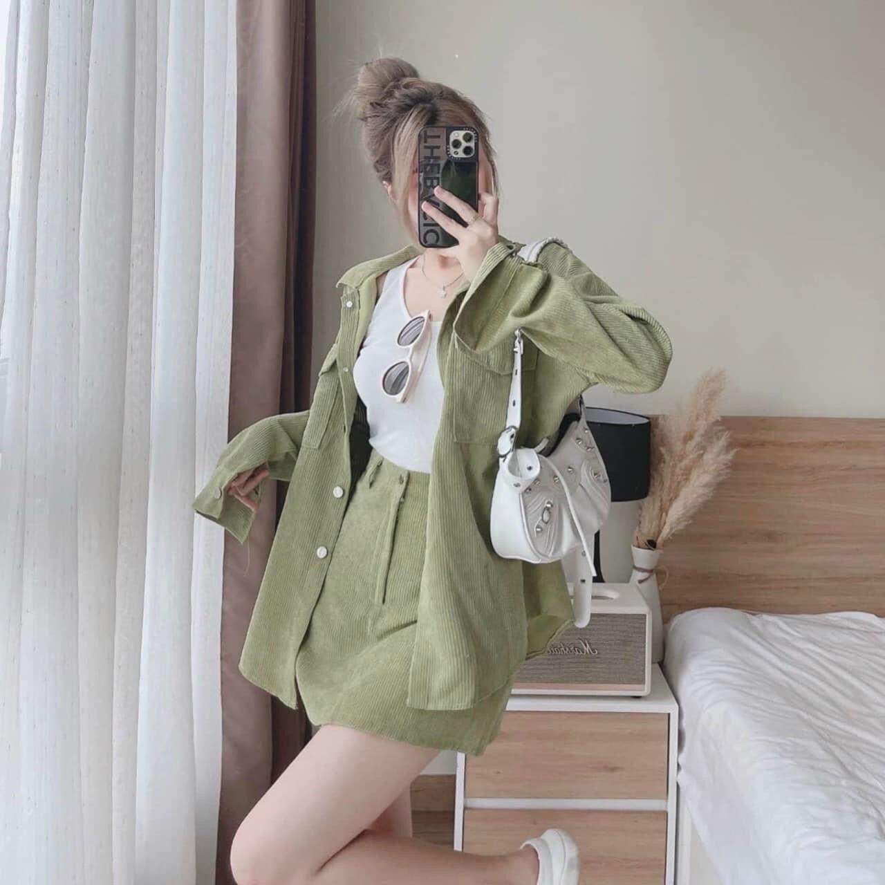 SÉT VÁY 3 MÓN NHUNG TĂM SẴN HÀNG FULL SIZE TL92