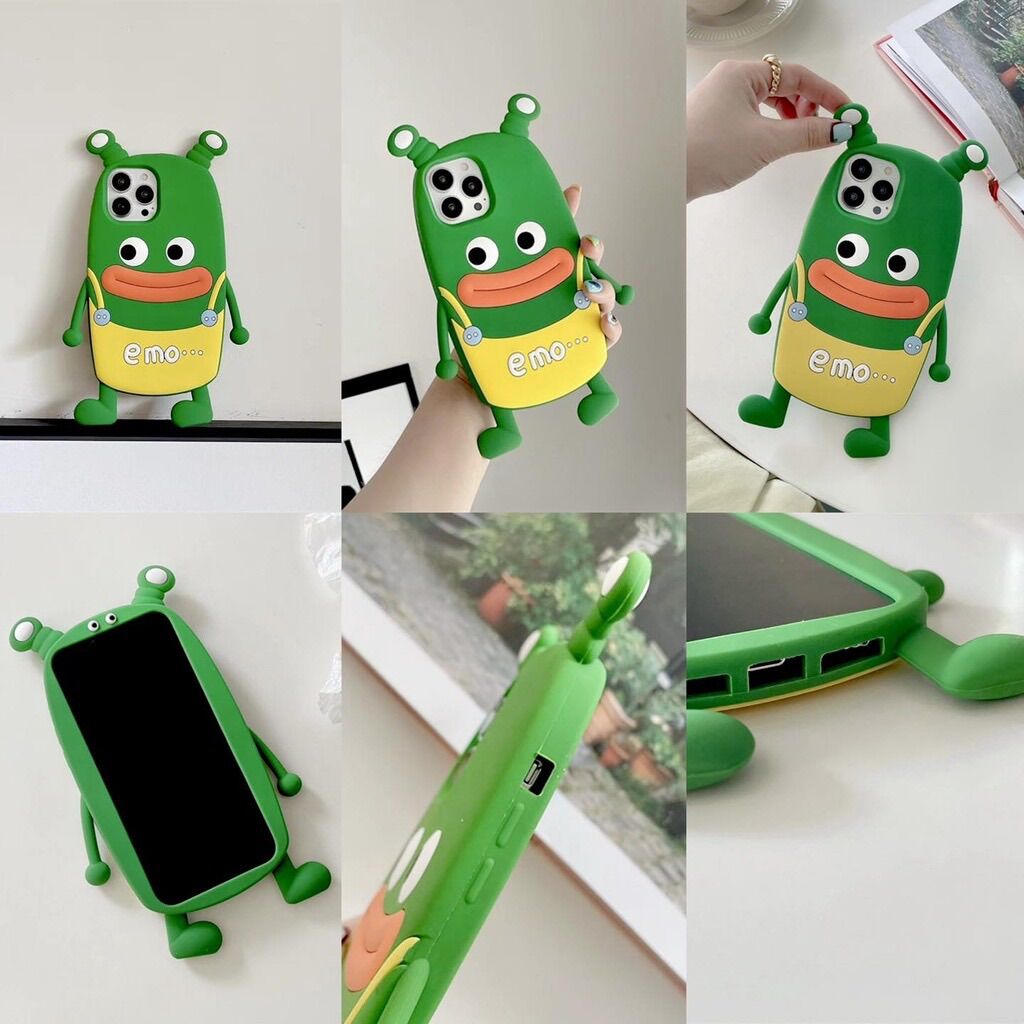 Ốp Iphone - Ốp Sâu xanh emo miệng rộng cute từ Iphone 6 đến Iphone 14 Pro max