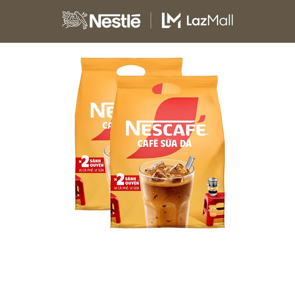 [ƯU ĐÃI THÁNG 6][FREESHIP HCM] Combo 2 Bịch Cà phê Hòa tan NESCAFÉ CAFÉ SỮA ĐÁ 25 gói Nhân đôi sánh quyện
