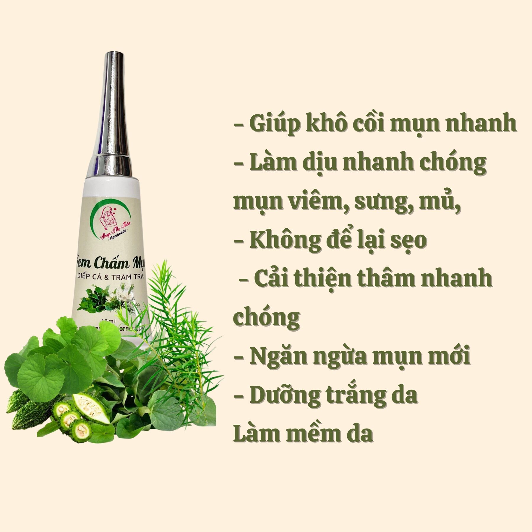 Kem chấm mụn thảo dược tràm trà - diếp cá