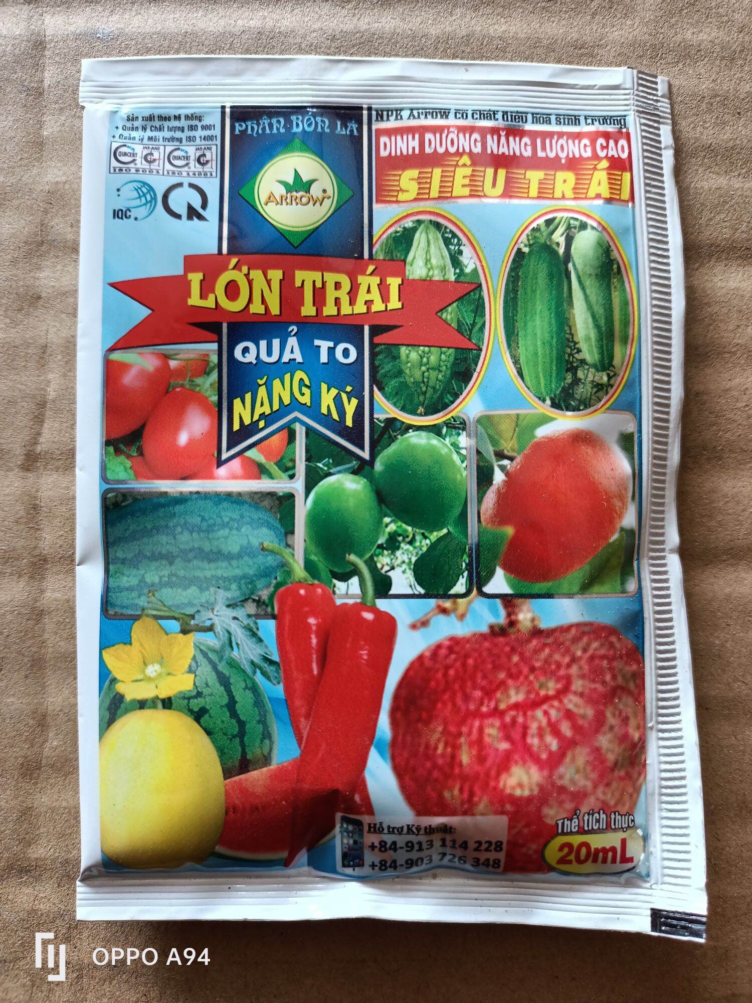 Phân bón lá siêu lớn trái Arrow lớn trái qủa to nặng ký