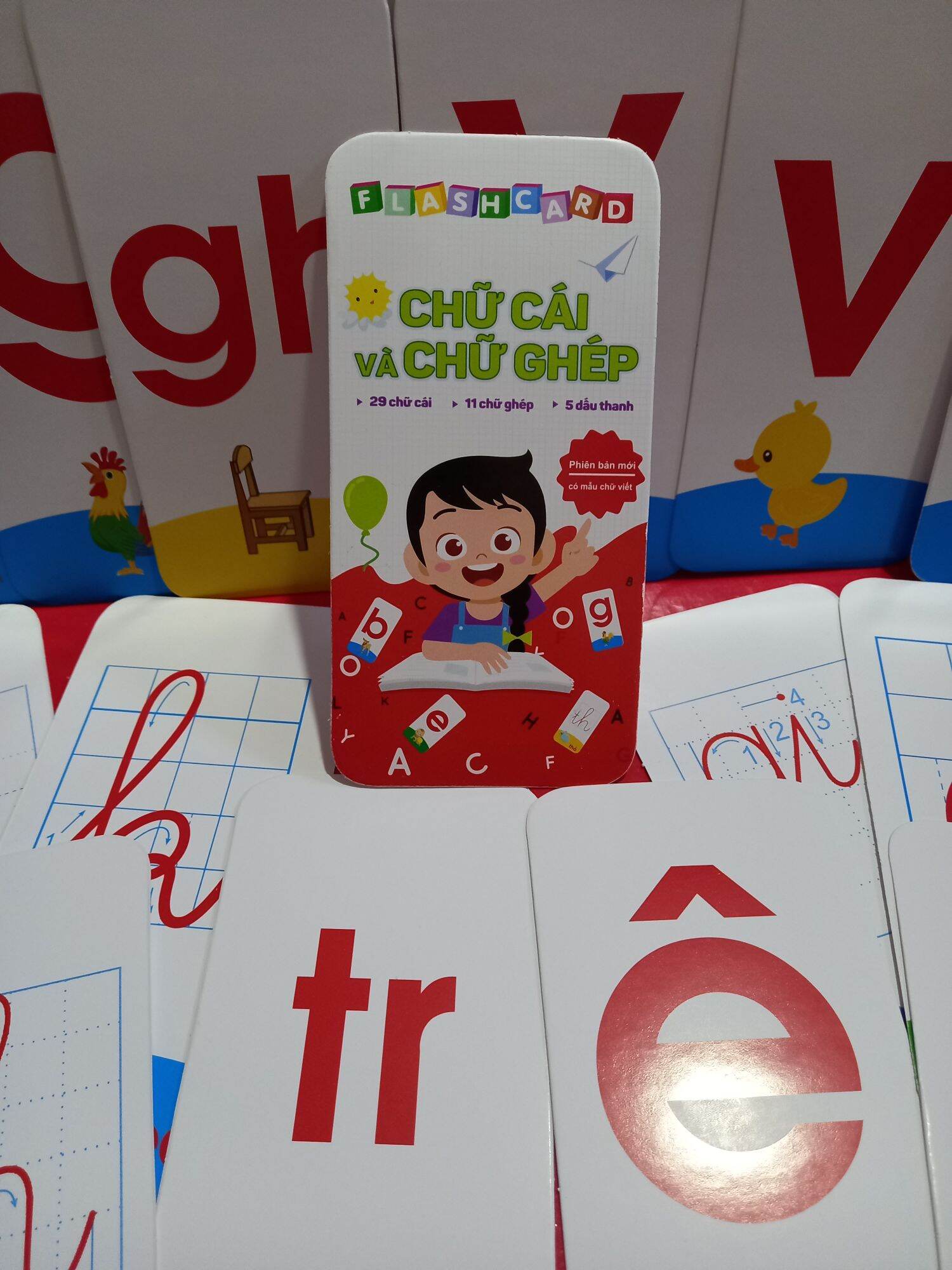 Bộ 42 thẻ học chữ cái Tiếng Việt phiên bản mới. Flash card chữ cái và chữ