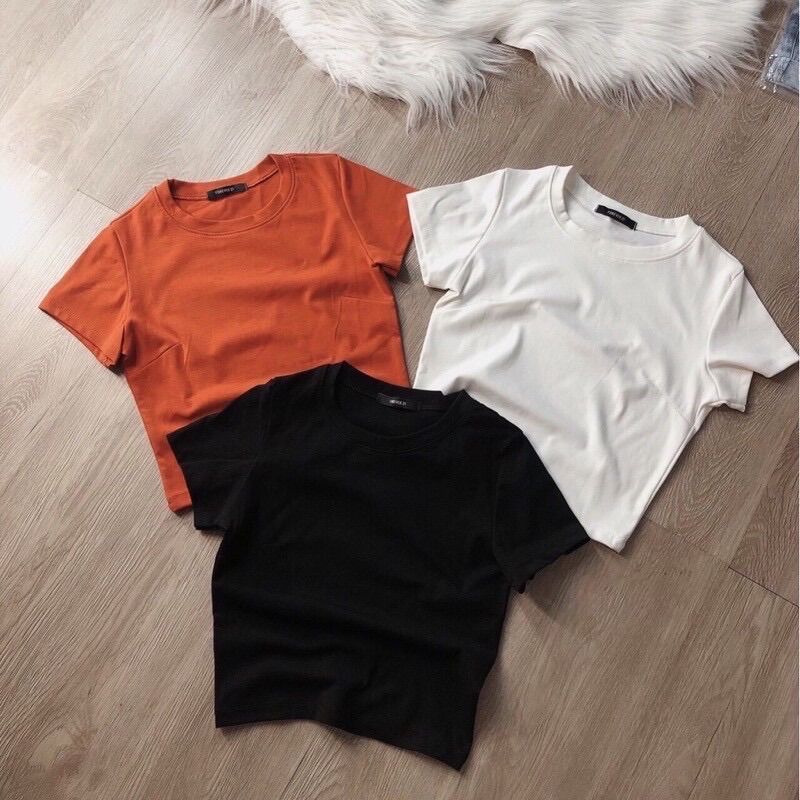 ÁO THUN XỊN  FOREVER 21 CROPTOP TRƠN BASIC ÔM BODY