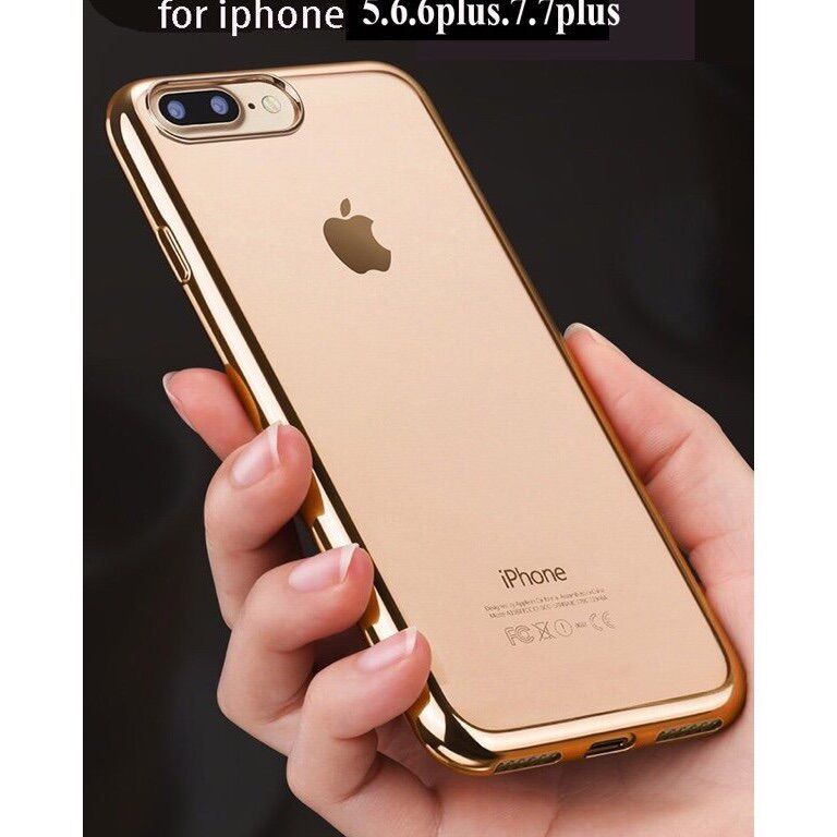 Ốp dẻo trong viền vàng cao cấp iphone 6plus, 6 plus , 6S Plus