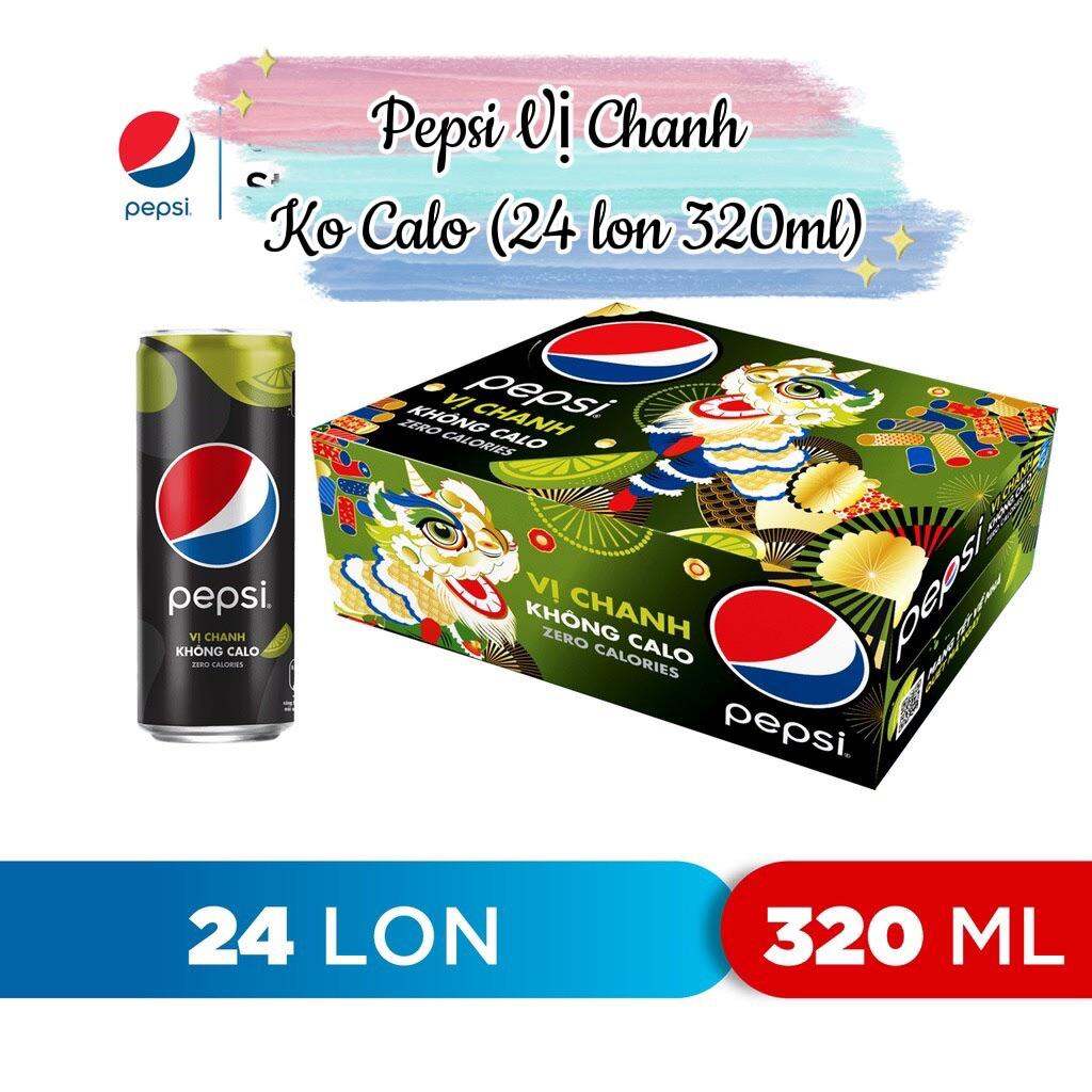 Pepsi Chanh / Pepsi Cola Không Calo (Thùng 24 lon - Lon 320ml)