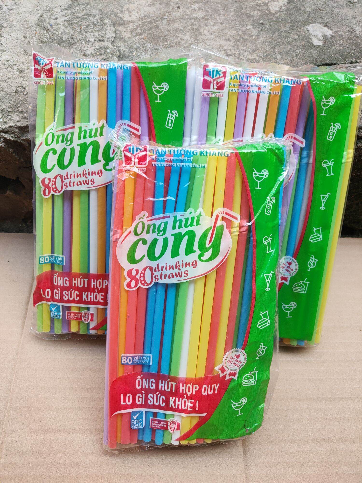 Ống hút cong phi 6 nhiều màu 80 ống