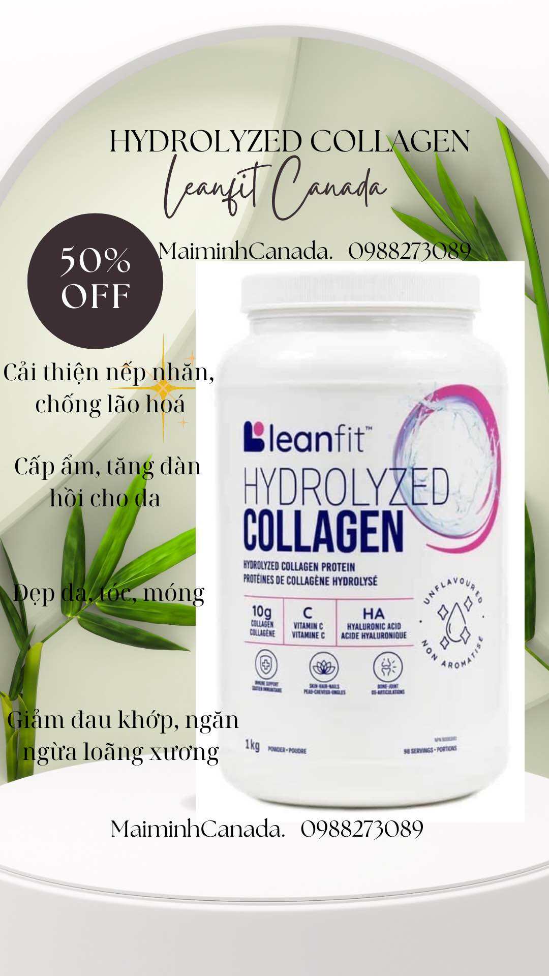 Protein Collagen thủy phân Leanfit Hydrolyzed Collagen 1kg