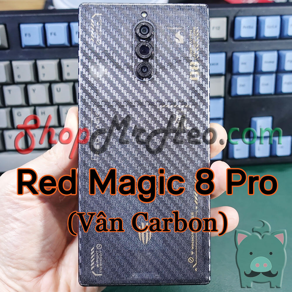 Dán Skin Mặt Sau Lưng Full Viền Nubia Red Magic 8 Pro+ (Carbon, Hình Hộp, Nhám, Vân Da, Nhôm Xước)