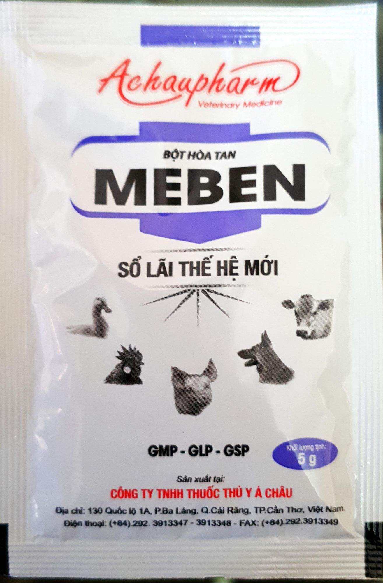 MEBEN (5gr) - Mebendazole hòa tan, xổ giun sán thế hệ mới cho gà đá, chó mèo