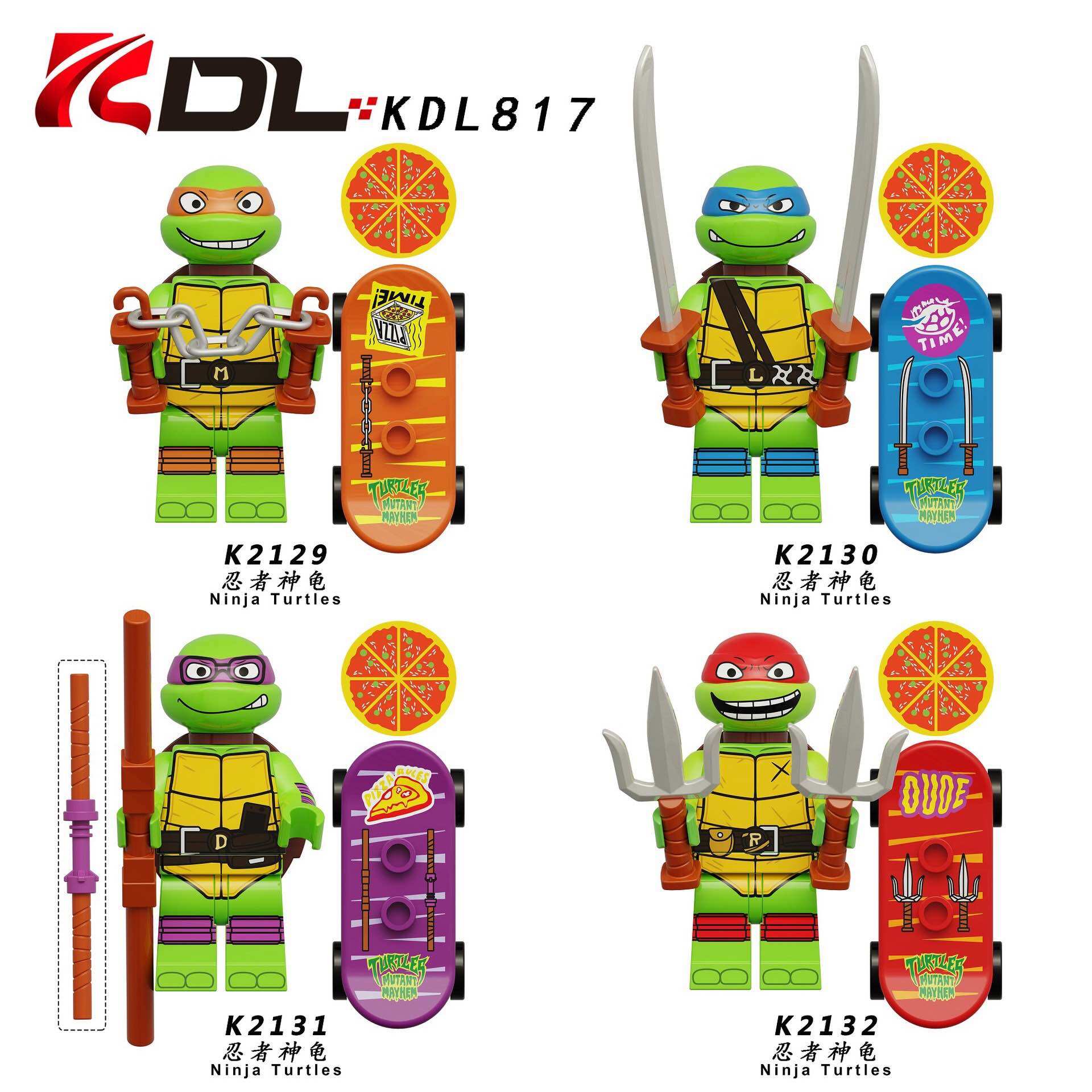 Minifigure Ninja Rùa Đồ Chơi Lắp Ráp Các Nhân Vật Ninja Rùa