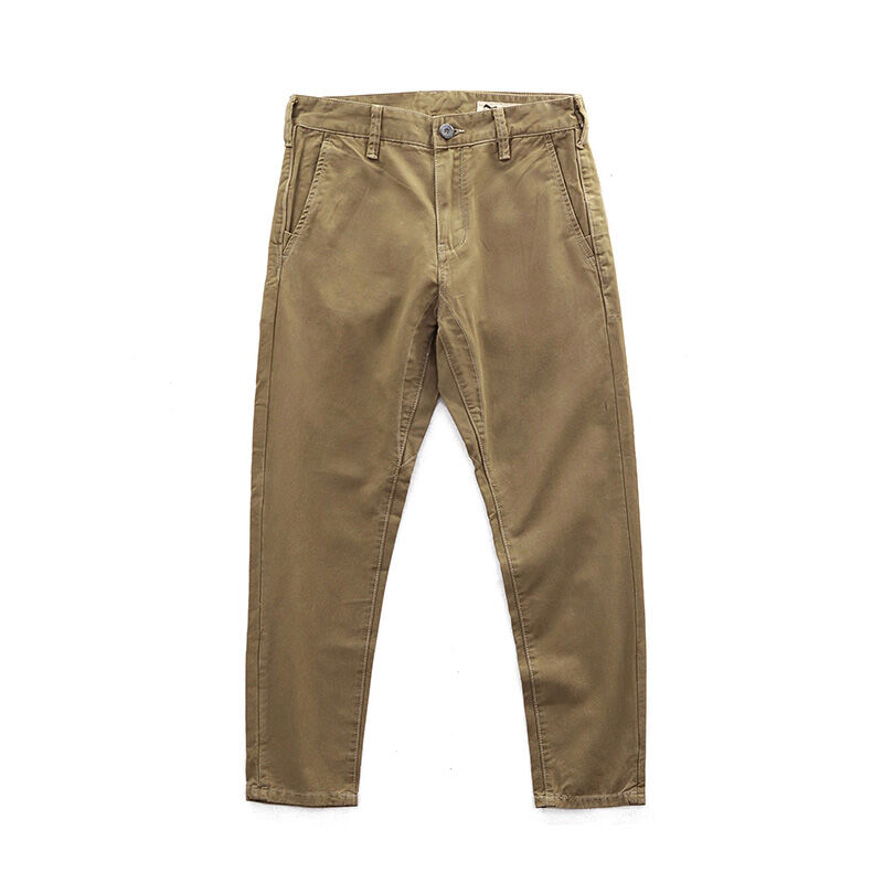 Vintage Workwear Khaki Pants Men's American Vintage May Kaji Pure Cotton Slim Fit Casual Pants Straight-Cut Pants Men's