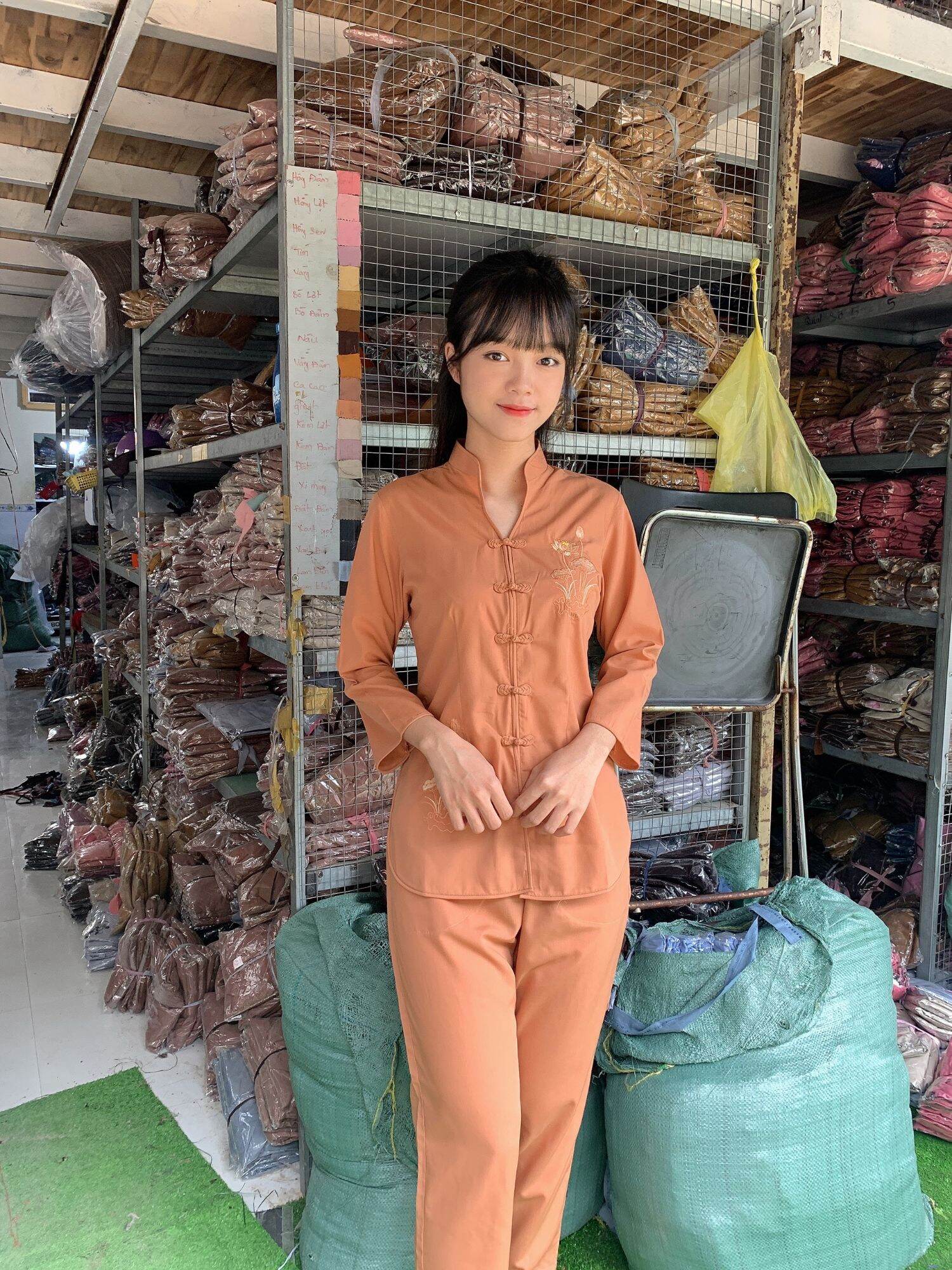đồ bộ nữ đi chùa#đồ phật tử#sẩm thêu sen