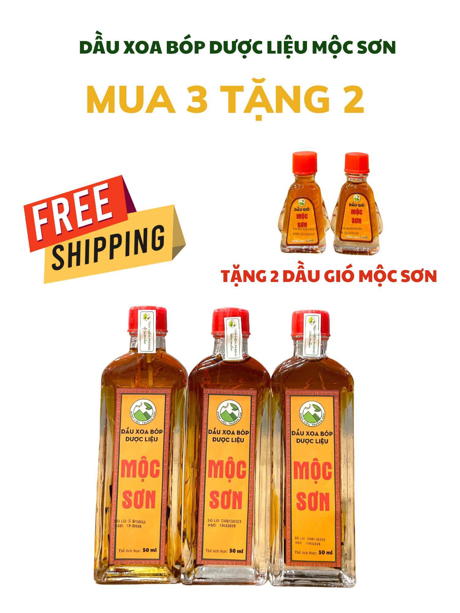 Dầu xoa bóp mộc sơn - mua 3 tặng 2