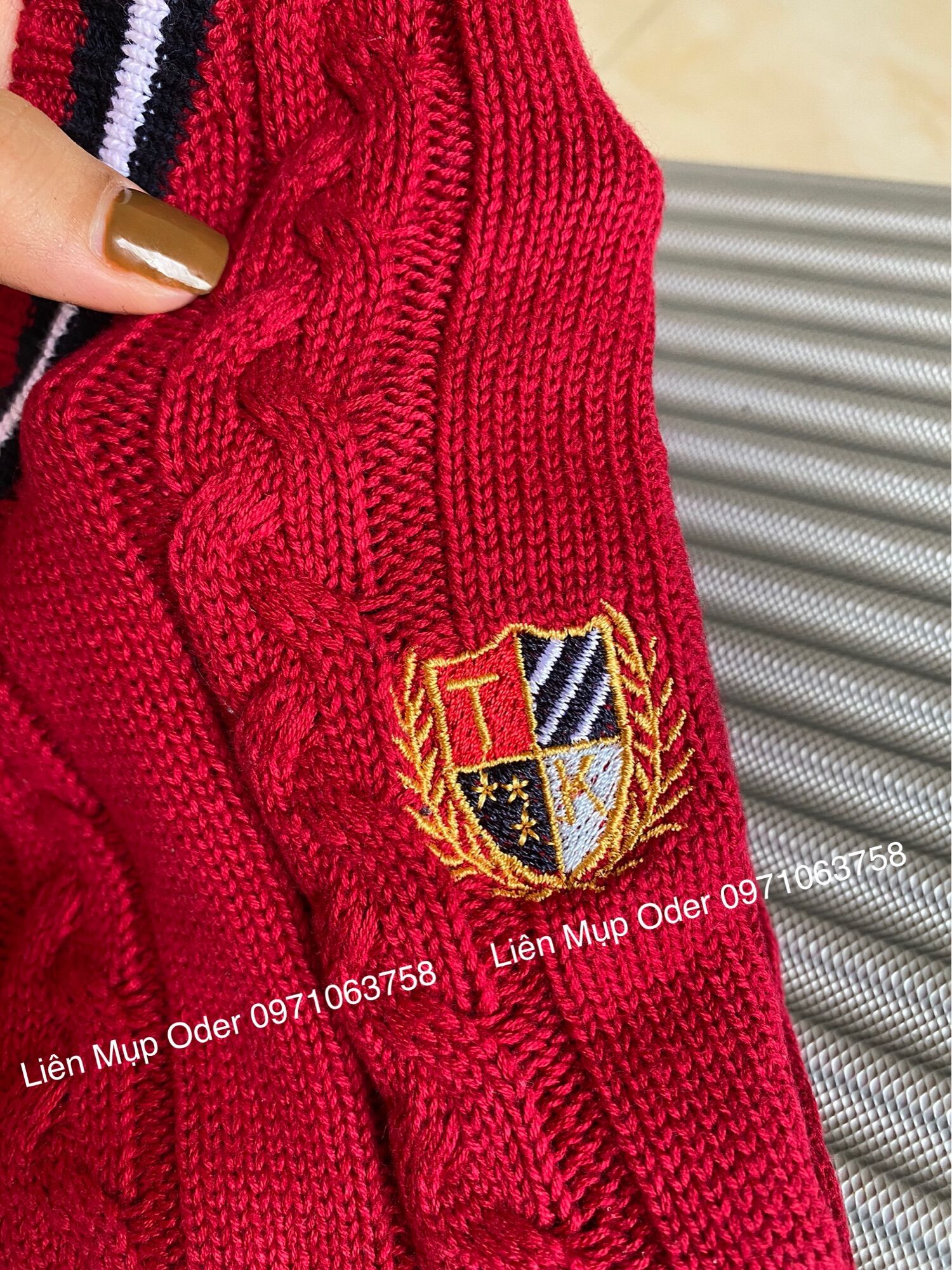 Áo gile len đính tag, gile len mỏng