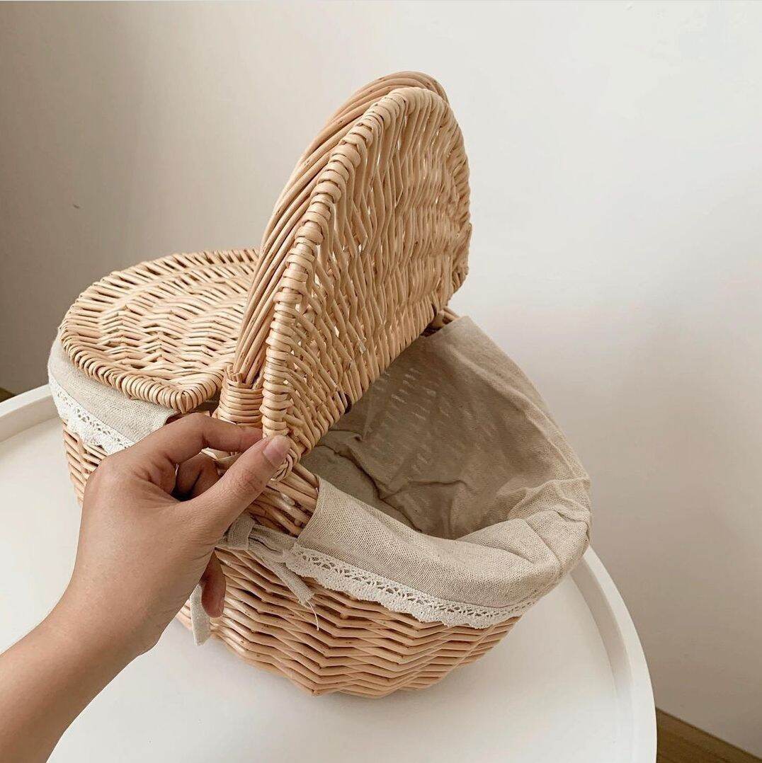 Giỏ Mây Đan Picnic Có Nắp