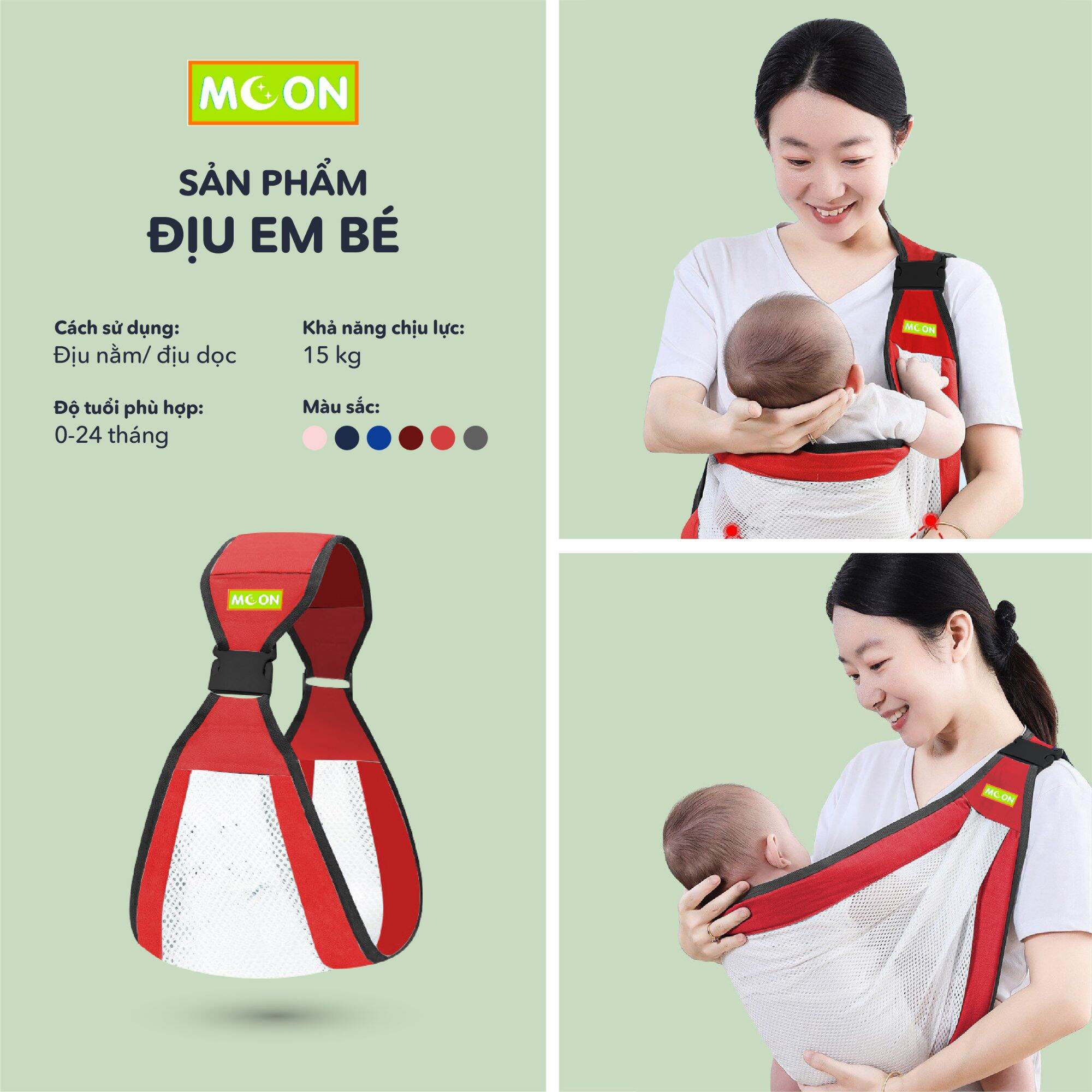 Địu em bé sơ sinh Địu vải lưới thoáng mát cho bé địu em bé nhiều tư thế địu chéo cho bé