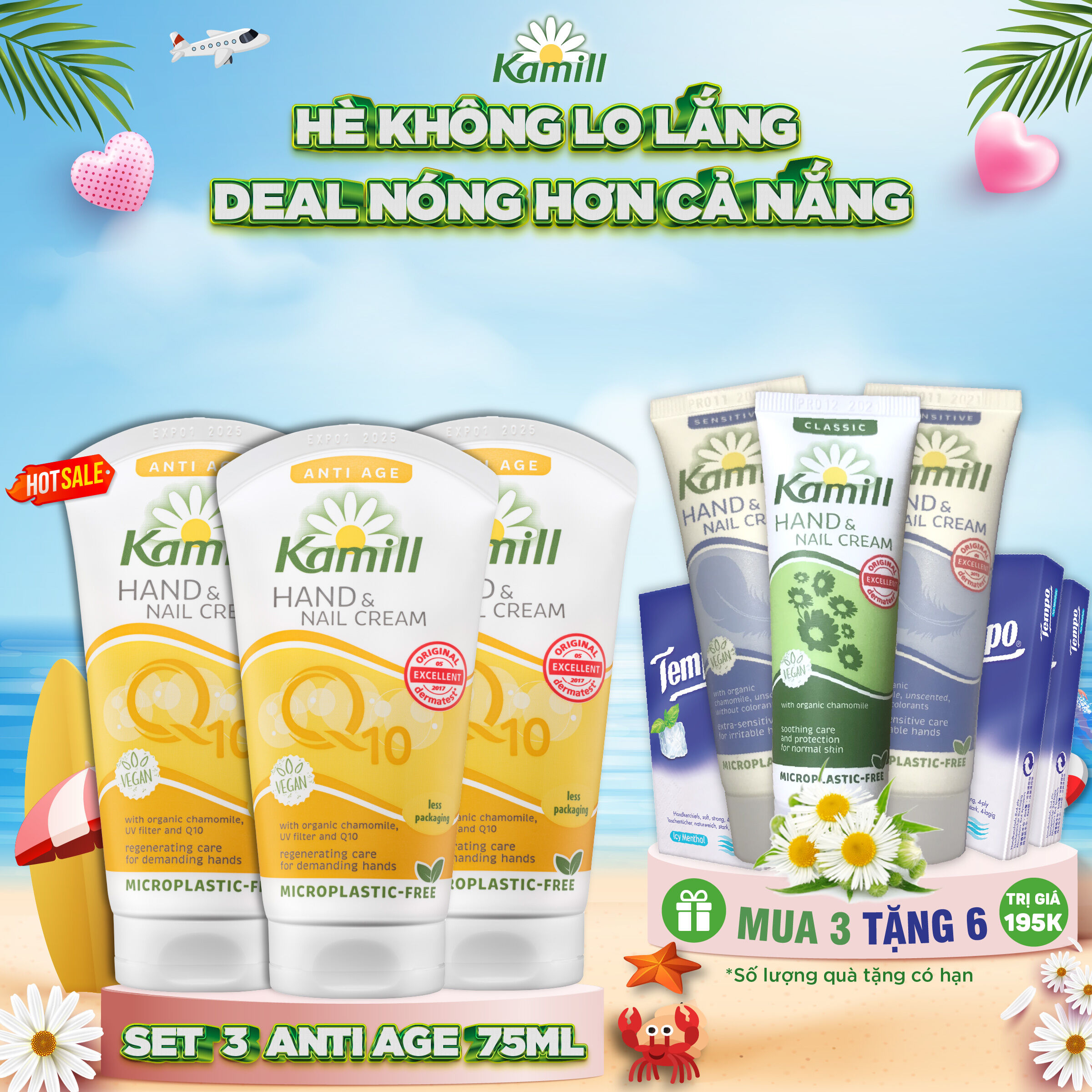 Combo 3 tuýp Kem dưỡng da tay và móng tay Kamill Hand & Nail Cream Anti-age Q10 75 ml