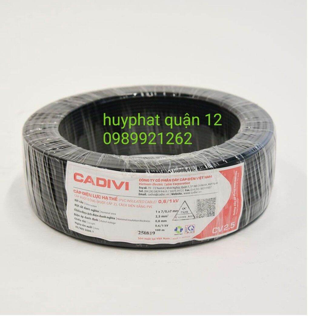 [HCM]Dây cáp điện Cadivi CV 2.5_ (cuộn 100 mét)  Đỏ Vàng Xanh Đen ter