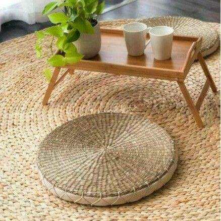 Đệm cói tròn dùng ngồi, trang trí decor