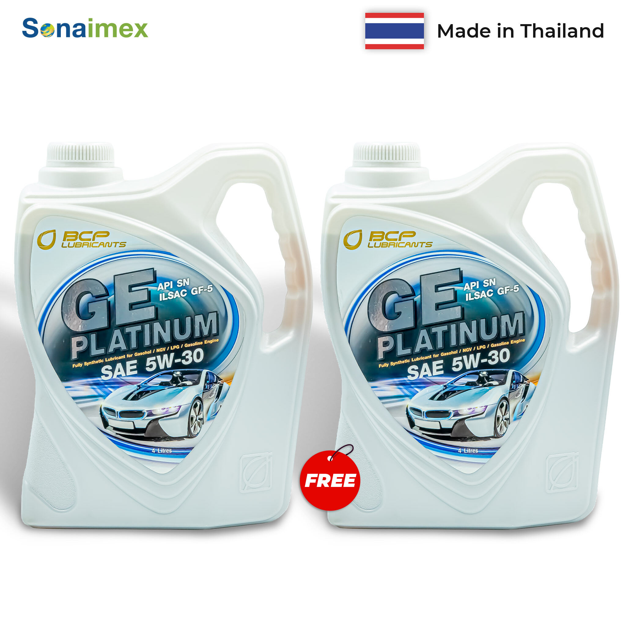 Nhớt xe oto, nhớt oto, dầu máy ô tô, dầu nhớt động cơ xe hơi cao cấp bcp ge platinum 5w30, api sn/ilsac gf5 can 4 lít nhập khẩu thái lan