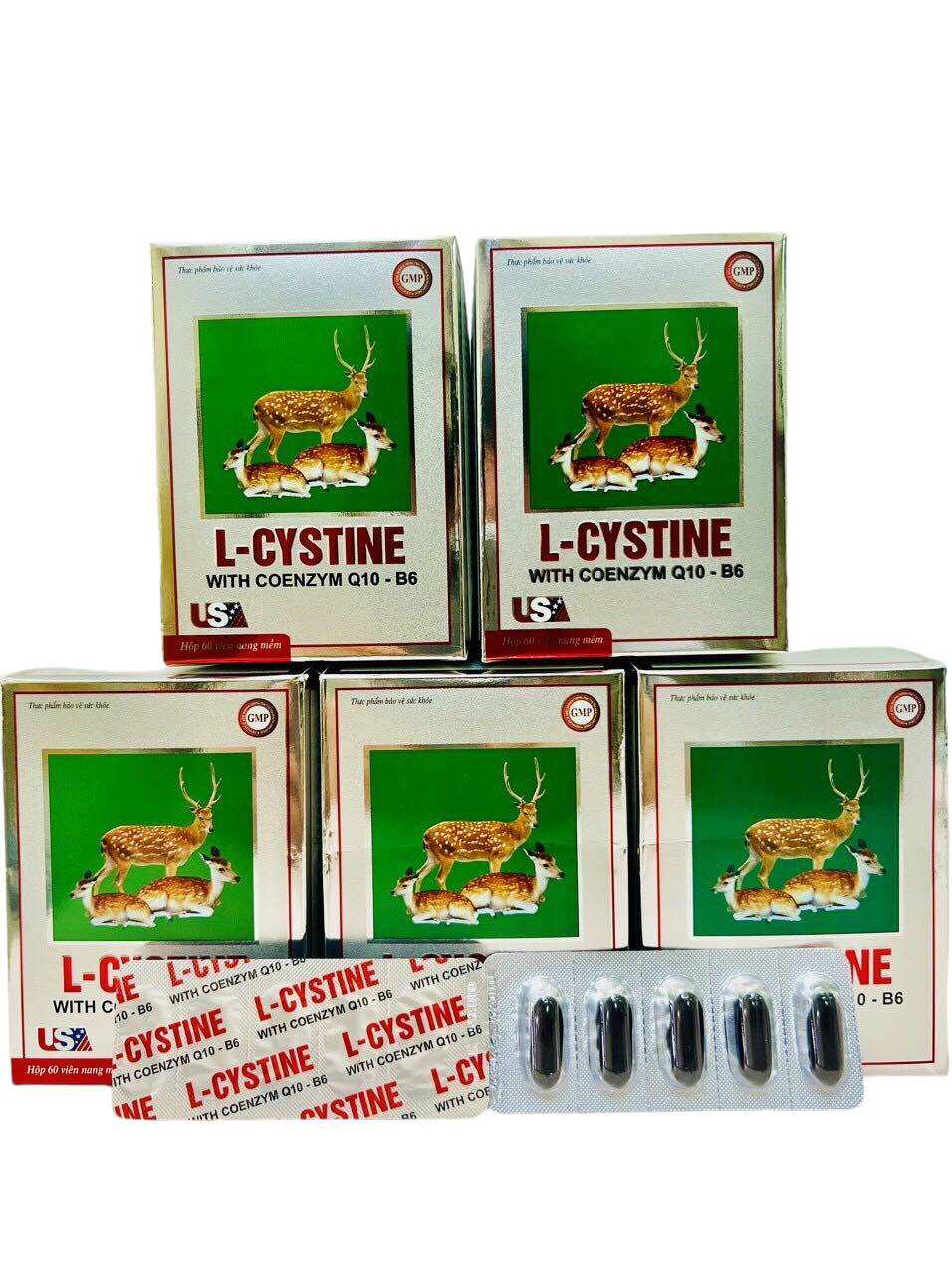 Viên uống L-CYSTINE WITH COENZYME Q10 - B6 (Hộp 60 viên) Bổ sung dưỡng chất giúp cho da, tóc, móng c