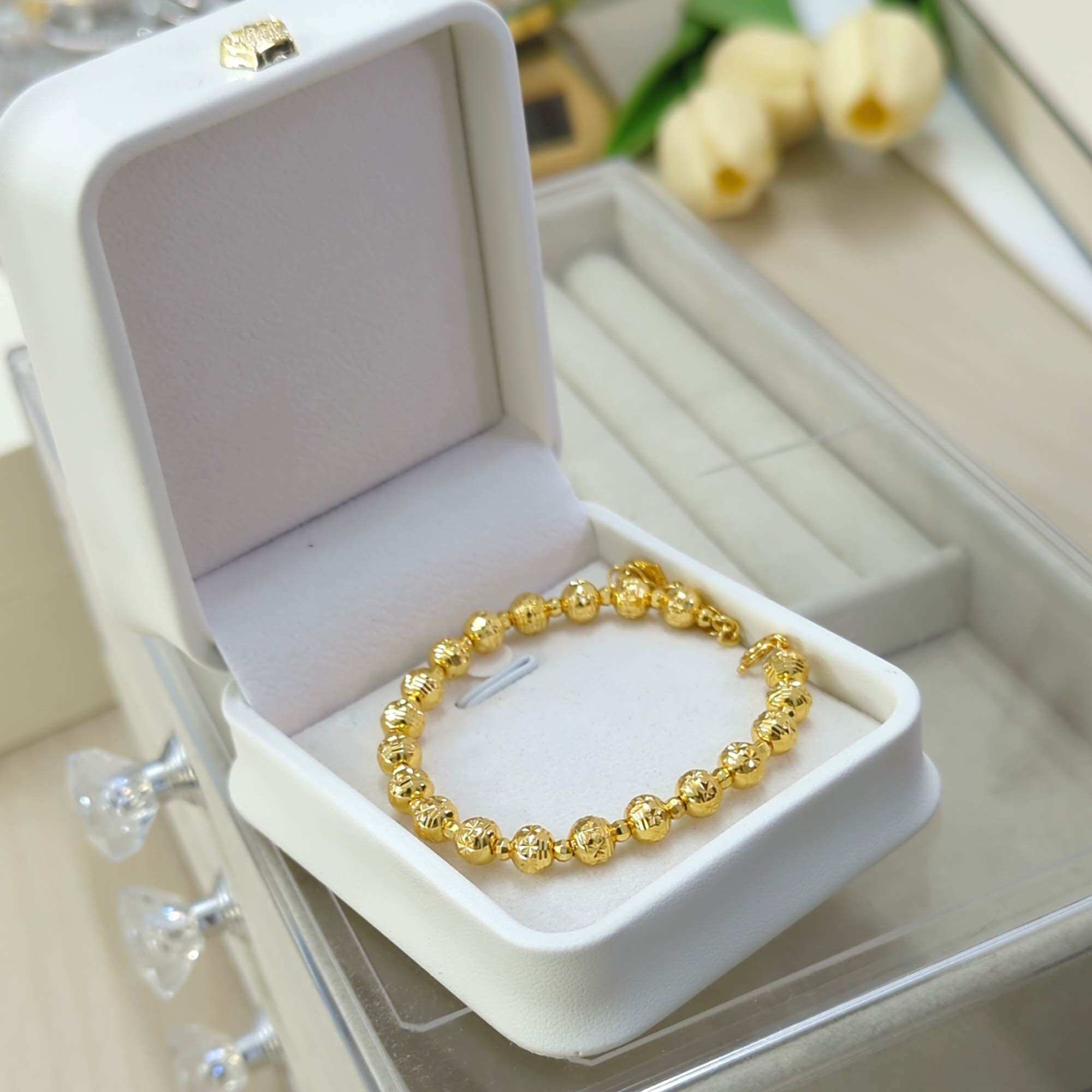 Lắc tay bi nhẹ nhiều màu 6 ly chạm 4d Kami trang sức Kami