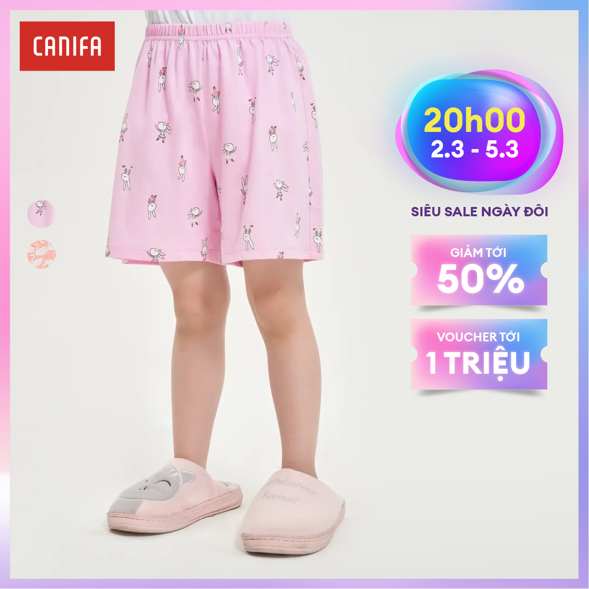 [CHỈ 5.11 VOUCHER TỚI 500K] Combo 2 quần sóoc bé gái CANIFA mặc nhà 1LA24S003