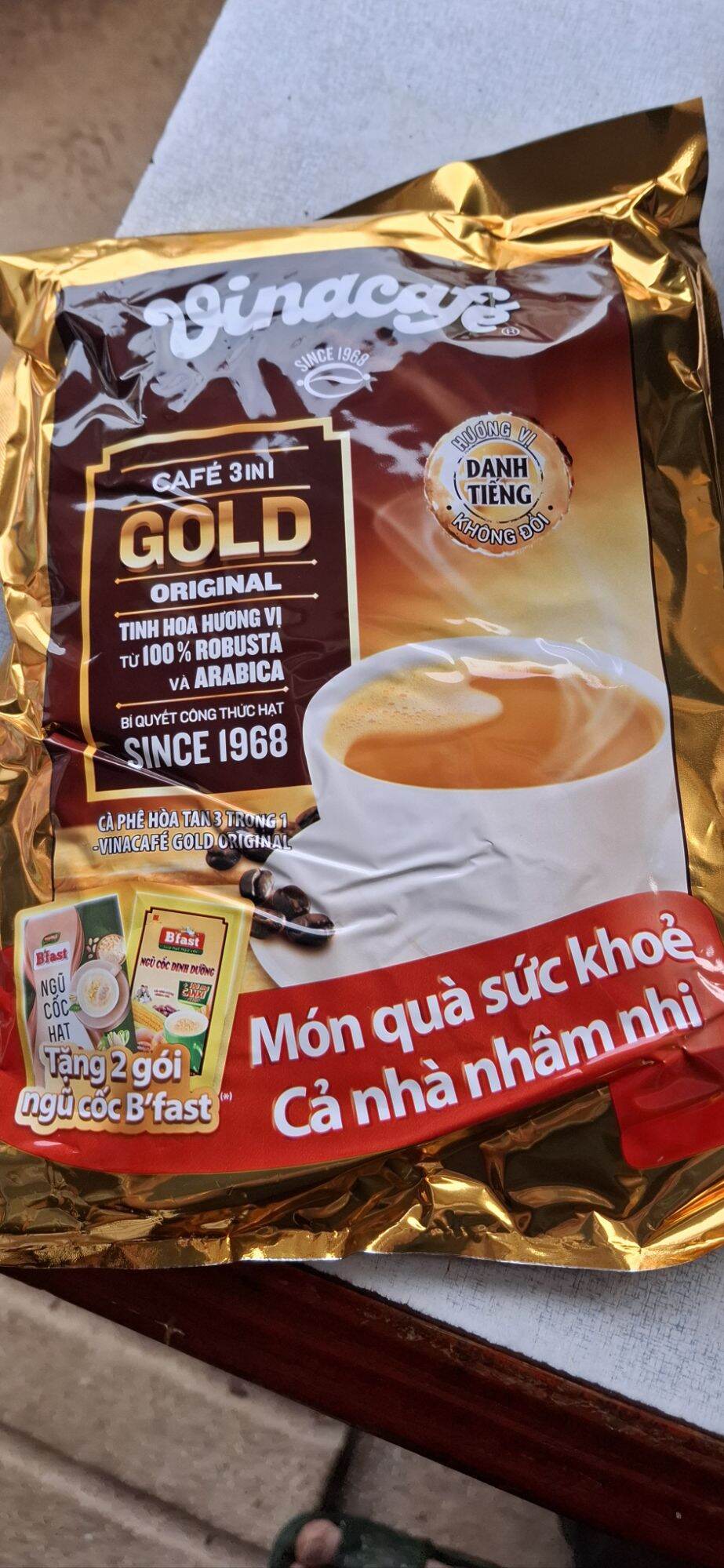 Cà phê sữa Vinacafe gold original bịch 24 gói tặng thêm 2 gói ngủ cốc