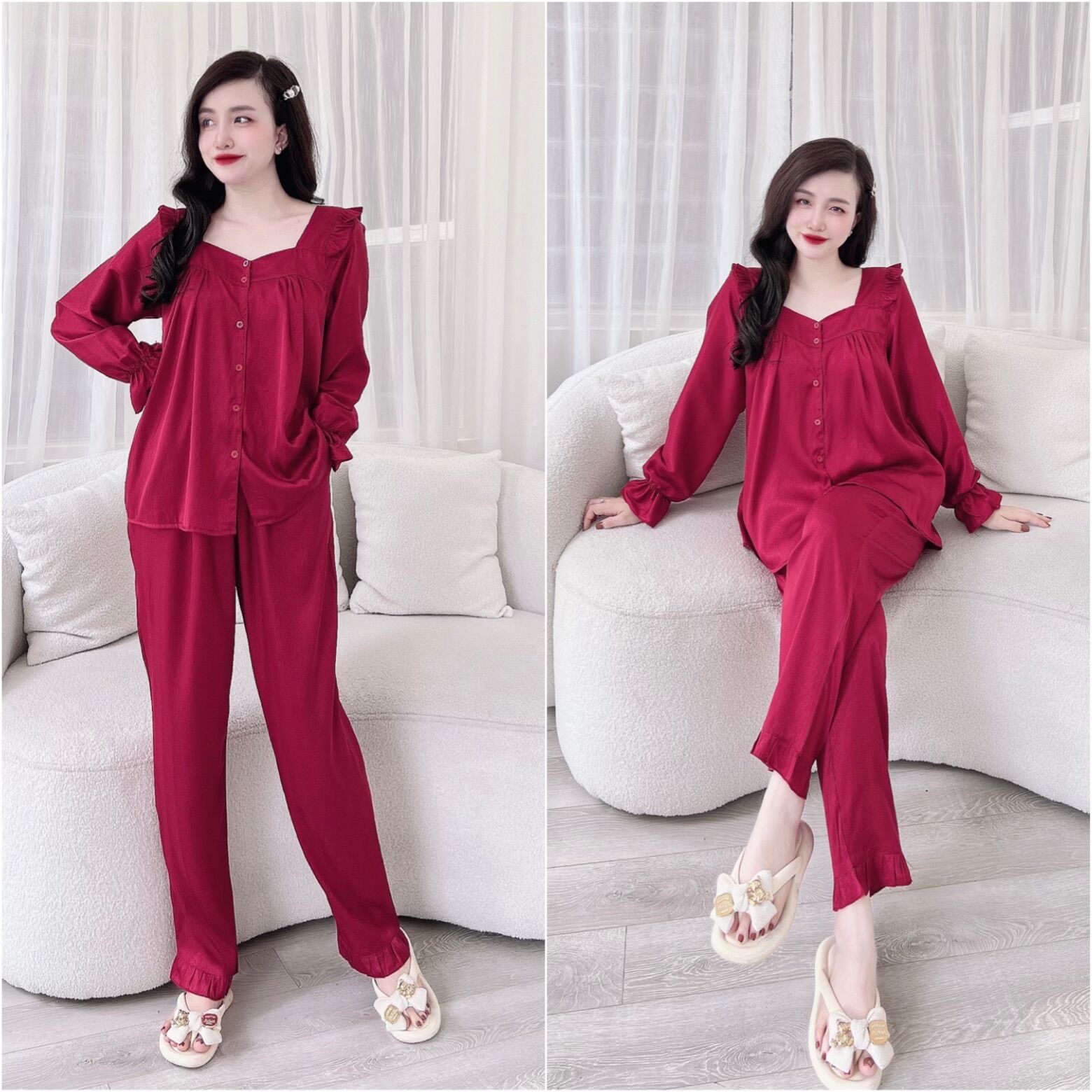 Đồ Bộ Bigsize Lụa Xước Ánh Kim - Sang Chảnh, Chất Rũ Mượt, Mát