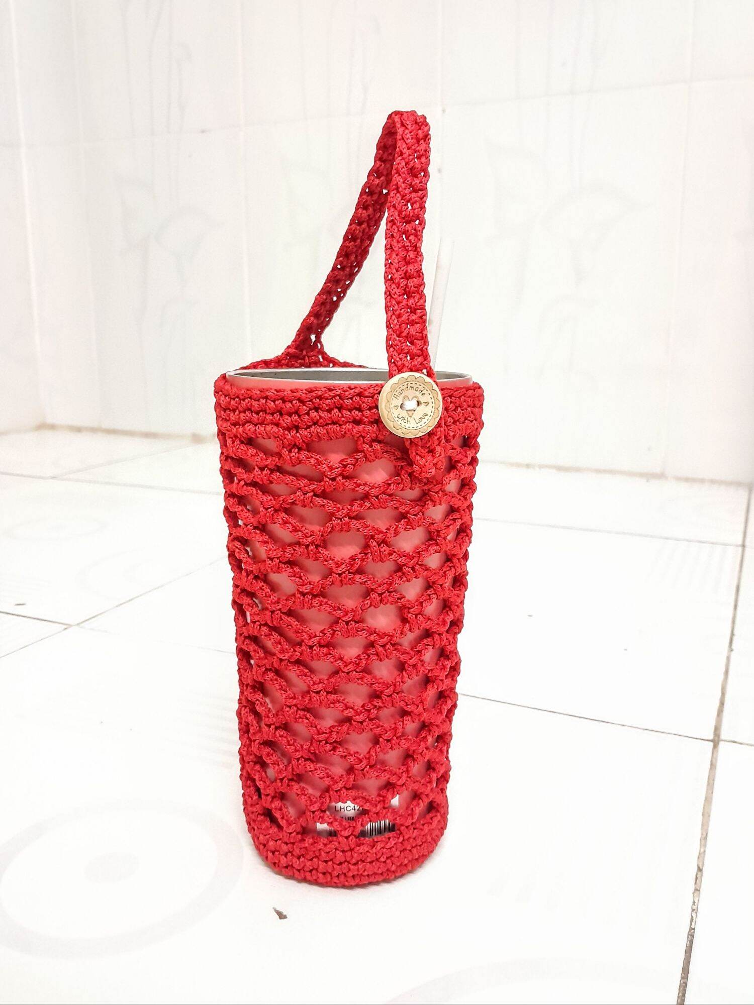 Túi đựng bình giữ nhiệt bằng len handmade