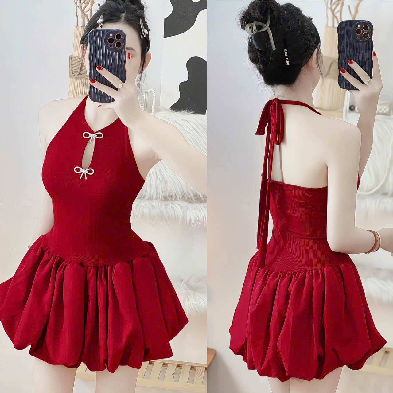 SÉT VÁY CỔ YẾM NƠ(ảnh thật)