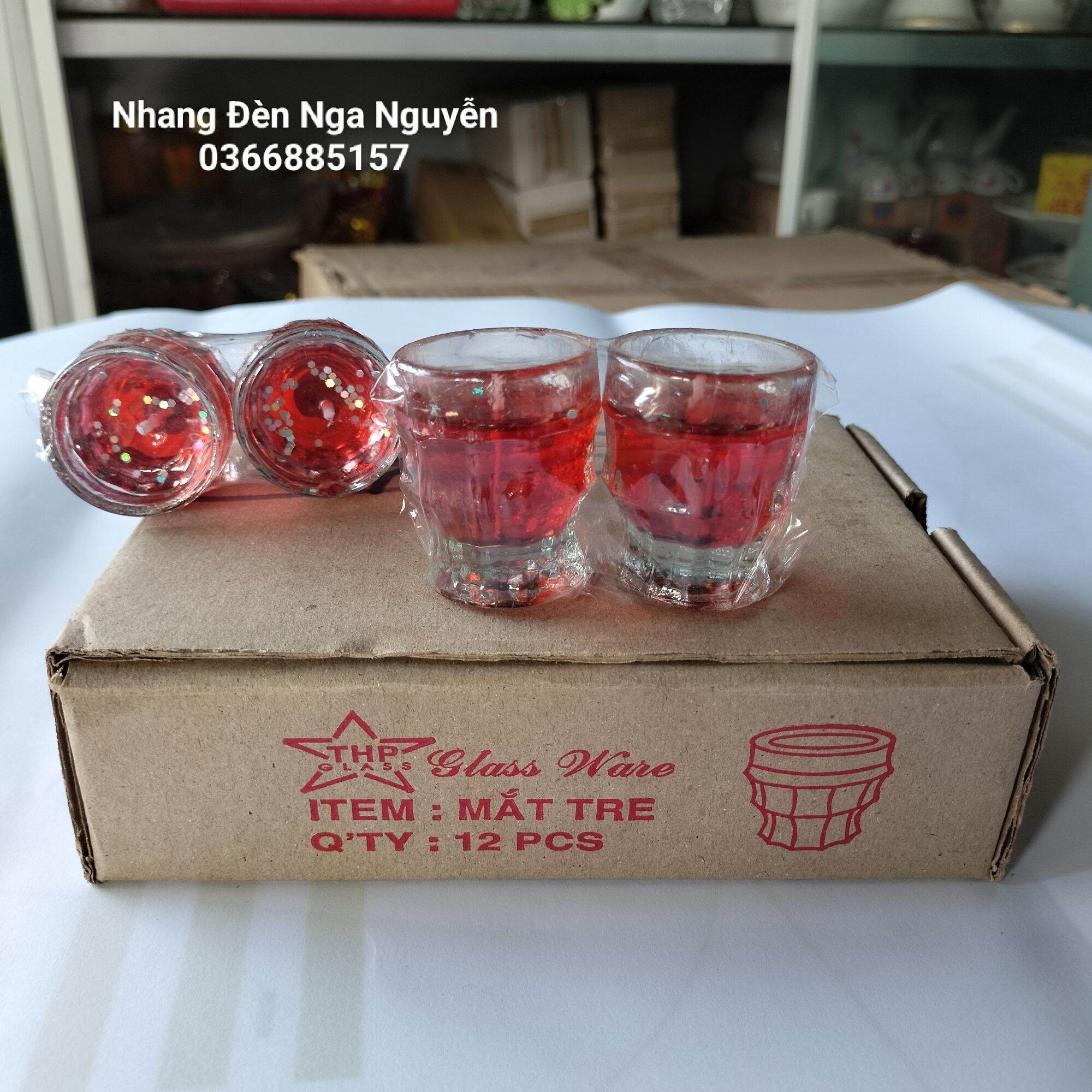 Cặp Đèn Cầy Ly Mắt Tre
