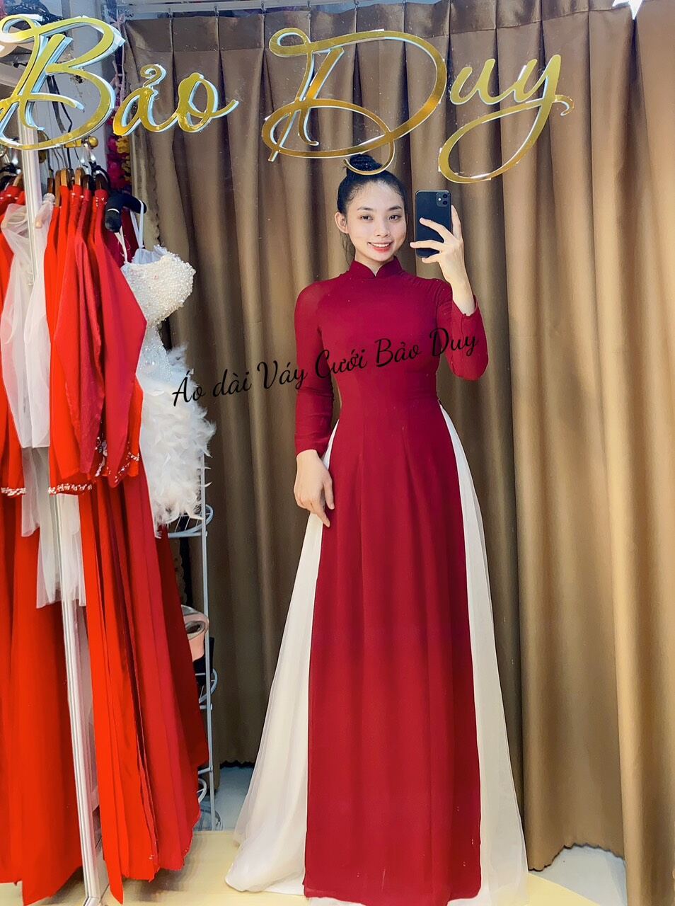 Áo dài lễ tân trơn 4 tà nhiều màu có bigsize