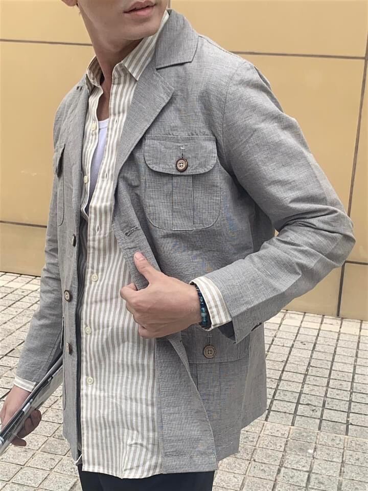[HIMSTYLE] Áo Khoác Nam Blazer Chất Linen Bố