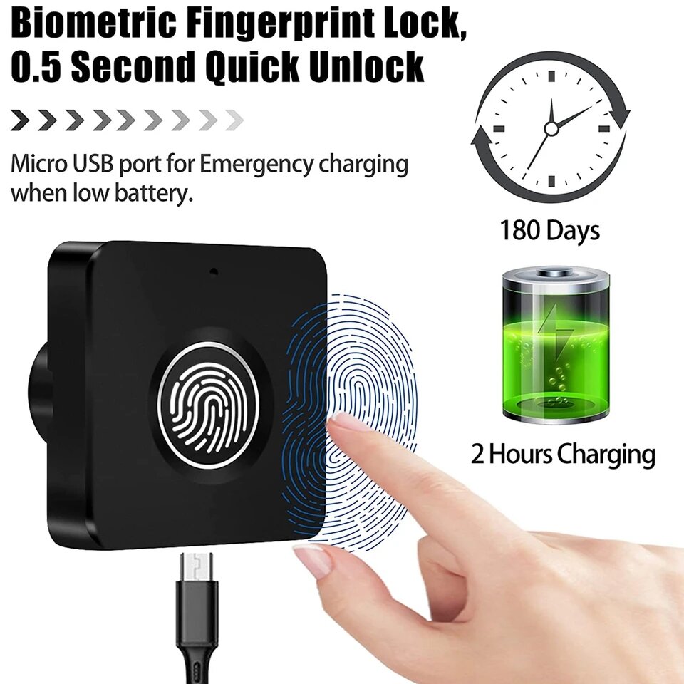 Fingerprint cabinet locks with built-in rechargeable battery