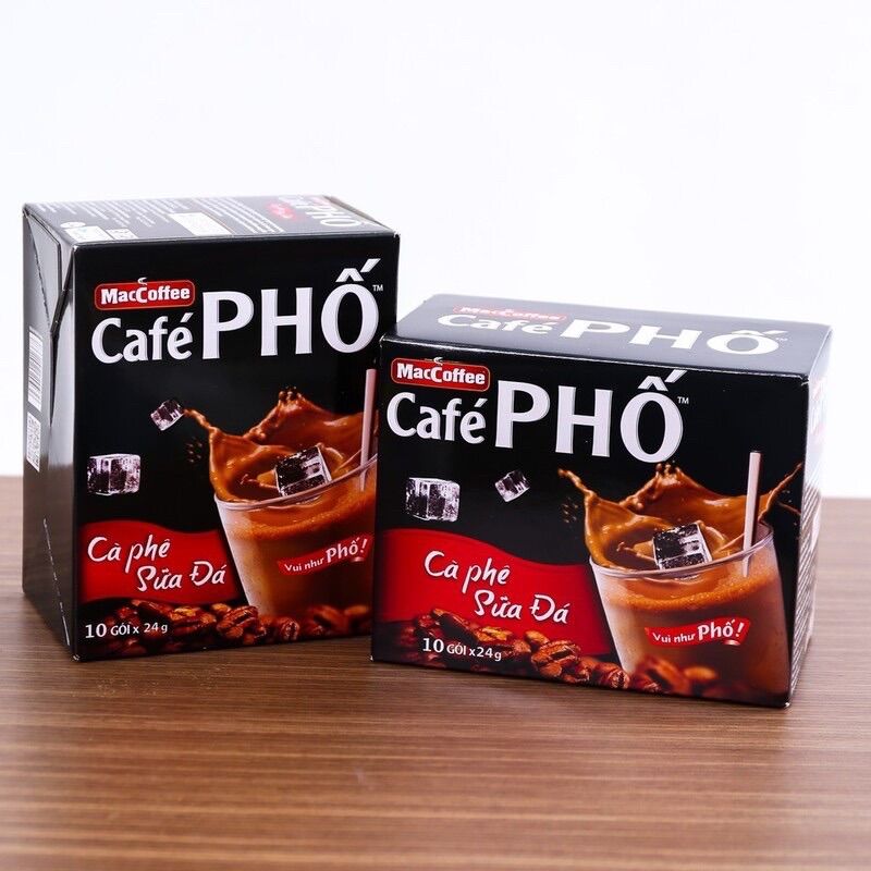 Cà phê Phố - Cà phê hòa tan sữa đá(Hộp 10 gói x 24g)
