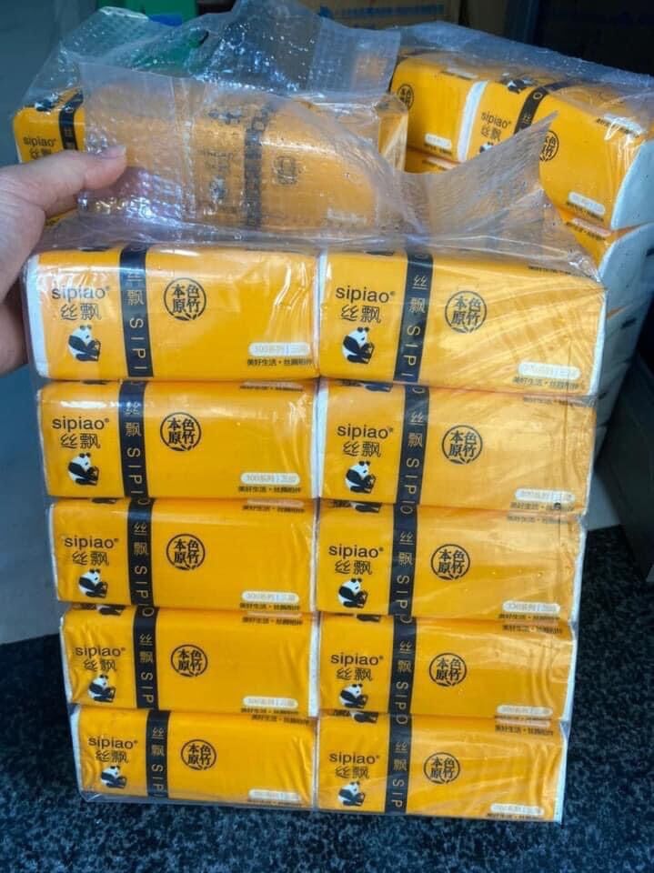 Giấy gấu trúc giấy sipao- bịch 10 gói gấu trúc- giấy rút- giấy ăn