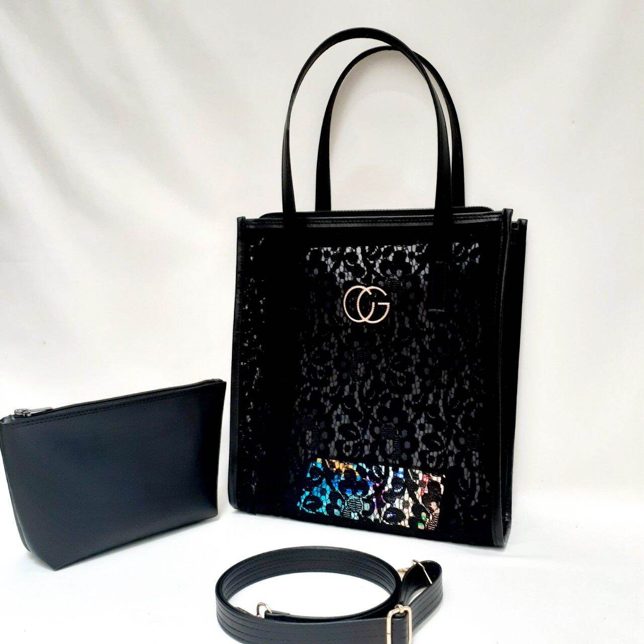 2-in-1 Transparent Women's Handbag for Work, Made of Computer Mesh Material, Can Hold Laptops, A3, A4 Documents, with Wallet and Matching Crossbody Strap - 3