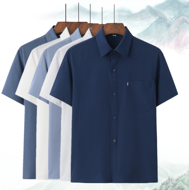 Áo sơ mi cho người trung niên và già trang phục mùa xuân cho bố áo sơ mi vải viscose cho nam mẫu mỏng dài tay trang phục mùa hè cho ông nội rộng rãi cỡ lớn cho người già