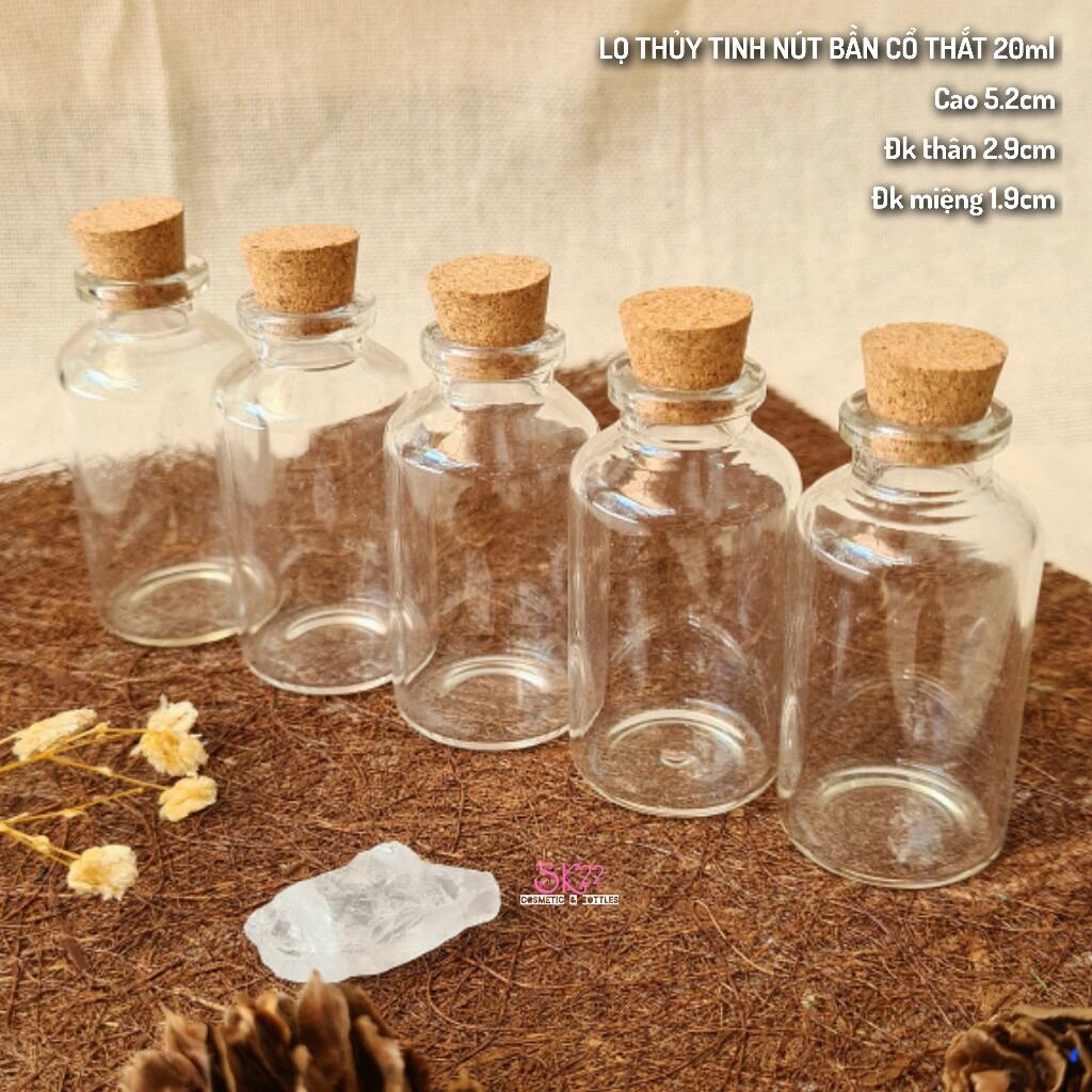 Set 5 lọ thủy tinh nút bần 10ml/20ml/60ml