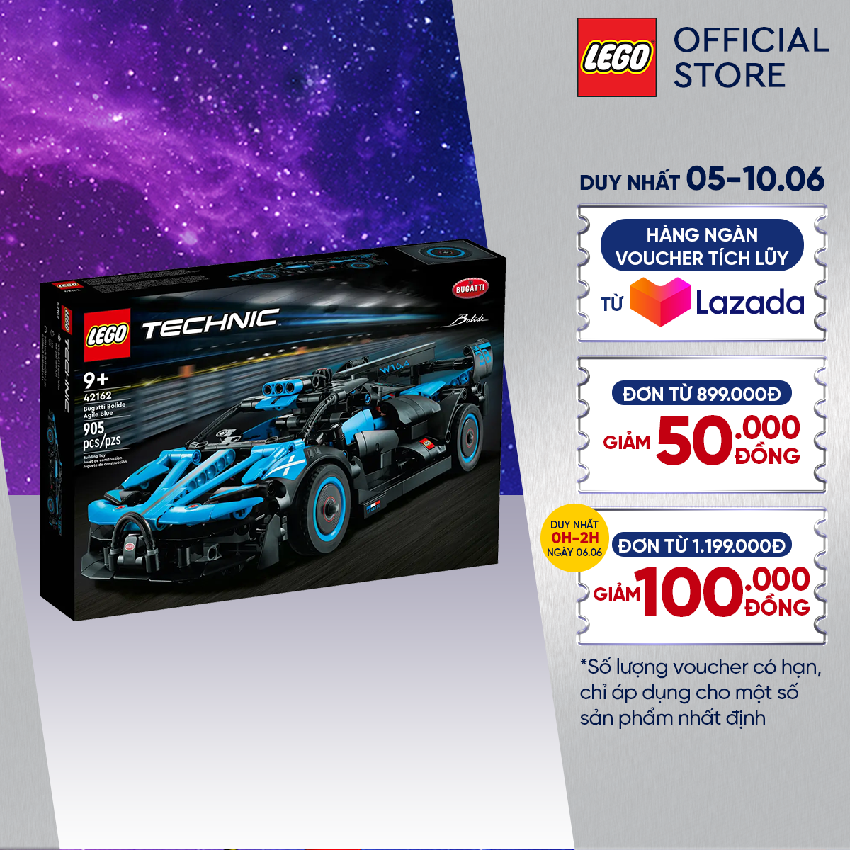 Lego technic 42162 đồ chơi lắp ráp siêu xe bugatti bolide agile blue