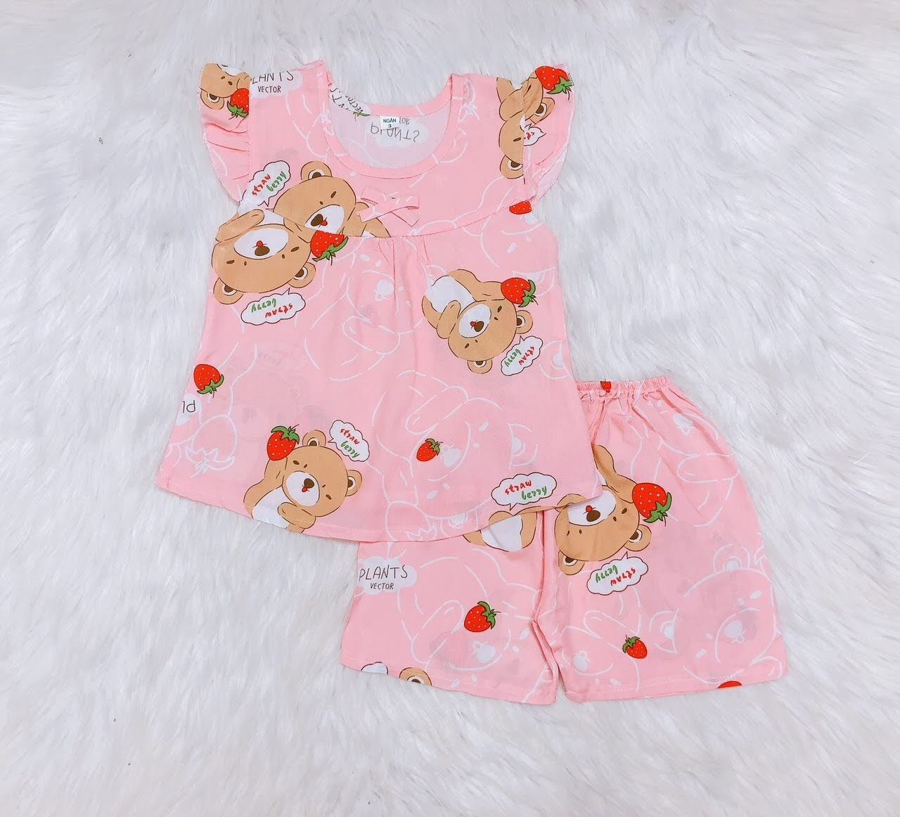 Đồ bộ bé gái, chất tole lanh mềm mịn mát, size 7(13- 14kg)