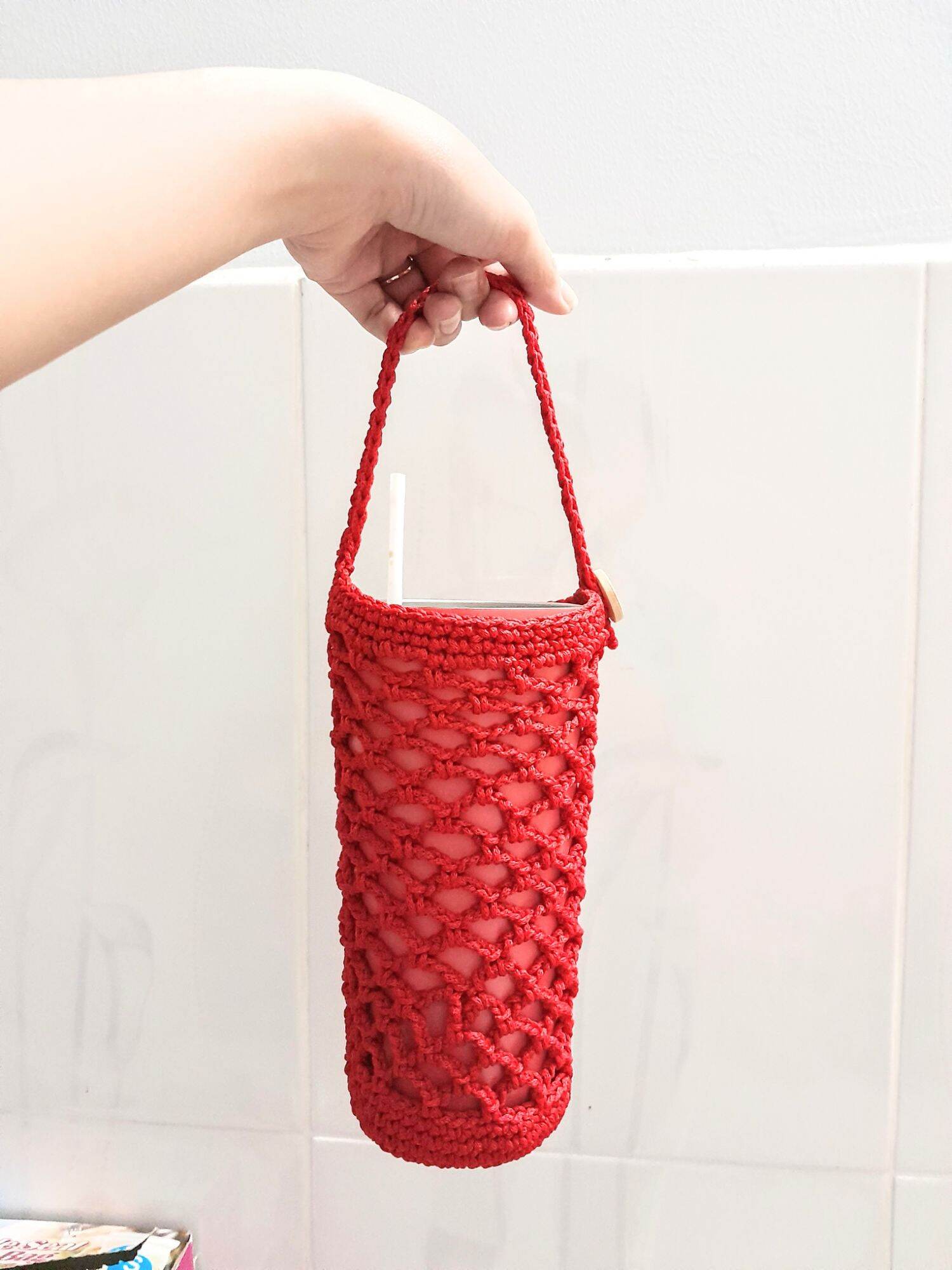 Túi đựng bình giữ nhiệt bằng len handmade