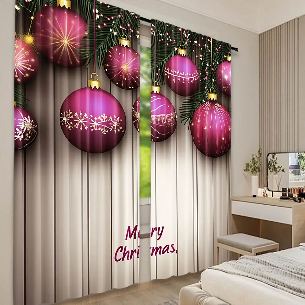 2 Chiếc Giáng Sinh Theo Chủ Đề Màn Nhiều Màu Sắc Đồ Họa Baubles Retro Đồ Trang Trí Cho Phòng Khách Phòng Ăn Trang Trí Phòng Ngủ