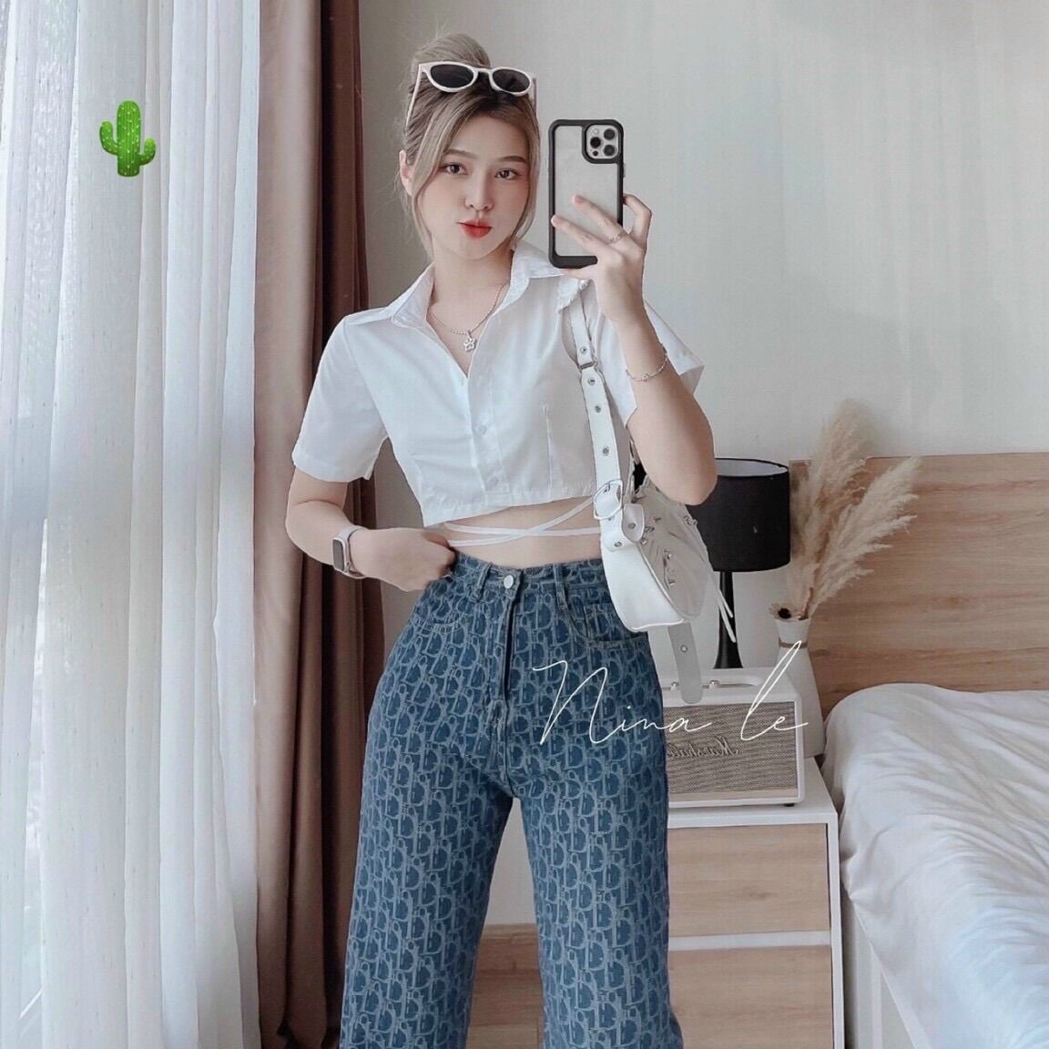 Áo sơ mi dây quấn eo croptop SM20